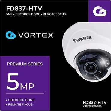 Vivotek FD837-HTV 5MP 50M IR H.265 Outdoor WDR Pro Dome, VORTEX Premium