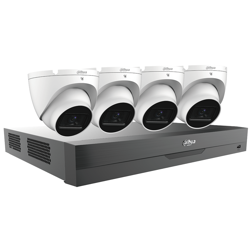 Dahua C542E42B 2MP HDCVI Security System - 4 x 2MP HDCVI IR Turret Cameras and 1 xPentabrid HDCVI DVR with Analytics