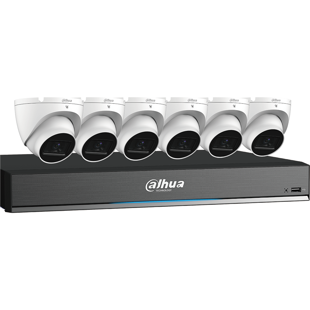 Dahua C888E64A HDCVI Kit: 8-CH, 4K Pro Analytics+ Penta-brid DVR + 6x 4K, WDR, Mini Eyeball Cameras