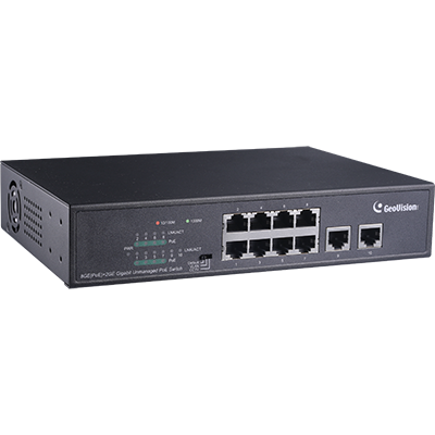 Geovision GV-APOE2411 Long Distance 24-port 10/100/1000 Mbps Web Managed Base T(x)PoE+Web Smart PoE Switch 2 SFP uplink port.