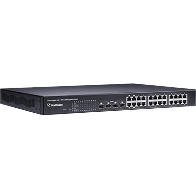 Geovision GV-POE2411-V2 24-port 10/100/1000 Mbps Web Managed Base T(x) PoE +Web Smart PoE Switch 2 SFP uplink port.