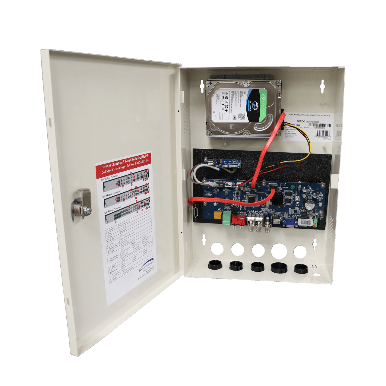 Speco Technologies SPE-H6WHRL8TB 6 Channel Wall Mount Hybrid Recorder - 4 Hybrid (TVI or IP) + 2 IP, 8TB (SPE-H6WHRL8TB)