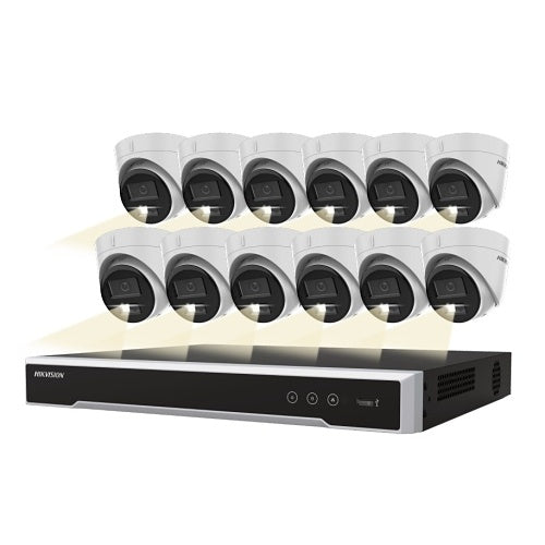 Hikvision EKI-K164T412H 16-Channel 8MP NVR with 4TB HDD and (12) 4MP Turret Cameras Kit
