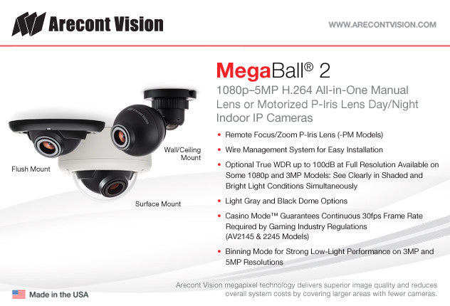 Arecont Vision AV2246PM-D-LG MegaBall® 2 IP Network Camera