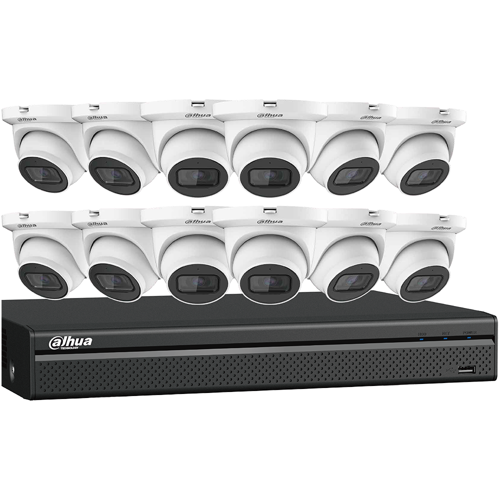 Dahua N564E124S IP Kit: 16-CH NVR + 12 x 4MP, Starlight. Mini Eyeball Cameras