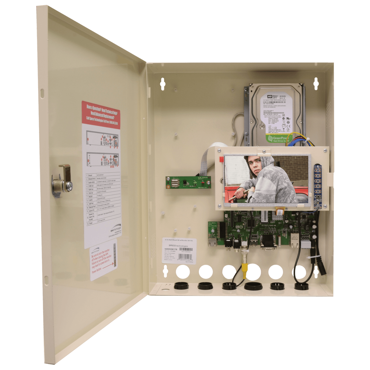 Speco Technologies SPE-N8WNUM8TB 8 Channel Wall Mount NU w/ Monitor, 8TB, TAA (SPE-N8WNUM8TB)
