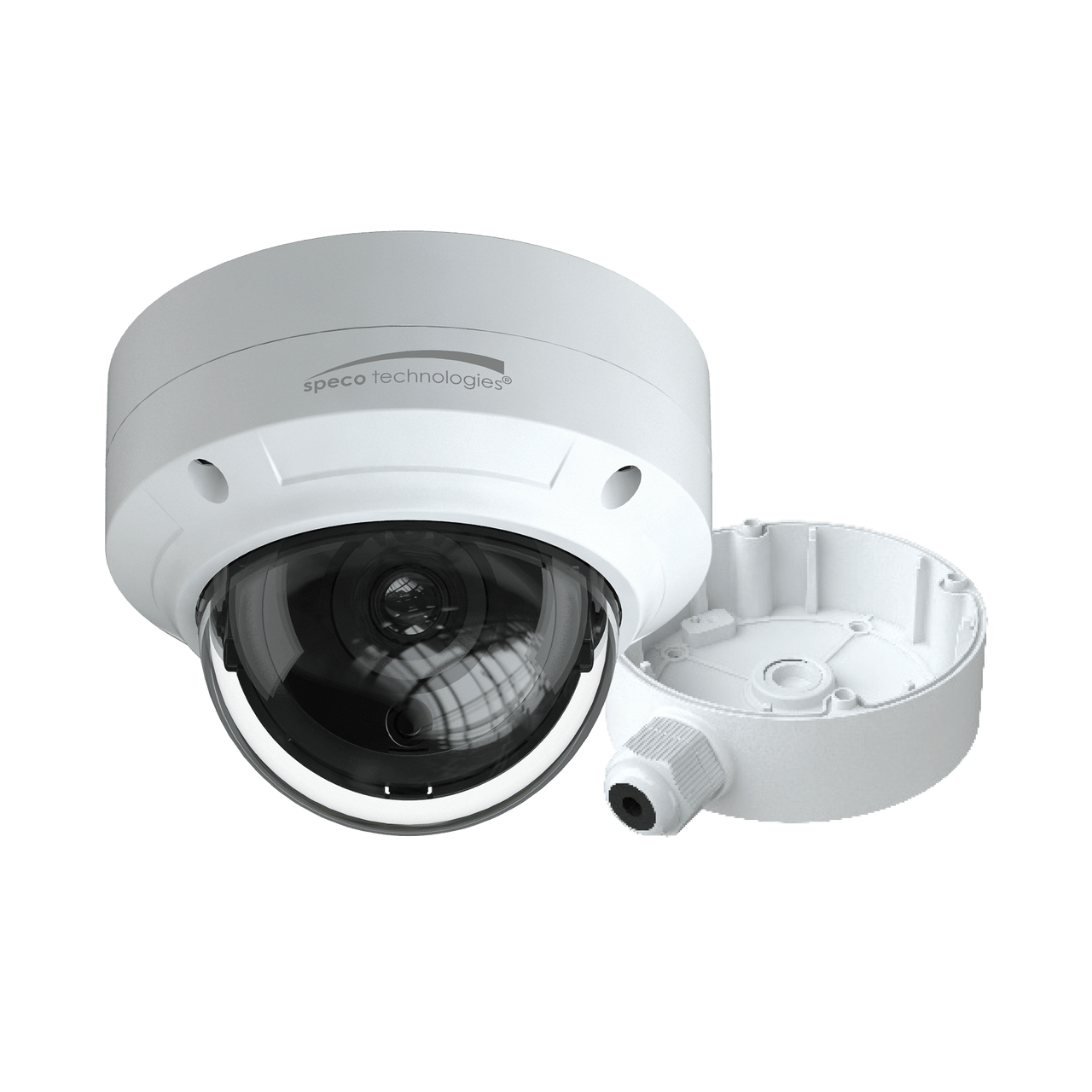 Speco Technologies O4D6 4MP H.265 AI IP Dome Camera with IR, 2.8mm Fixed lens, Included Junction Box, White Housing