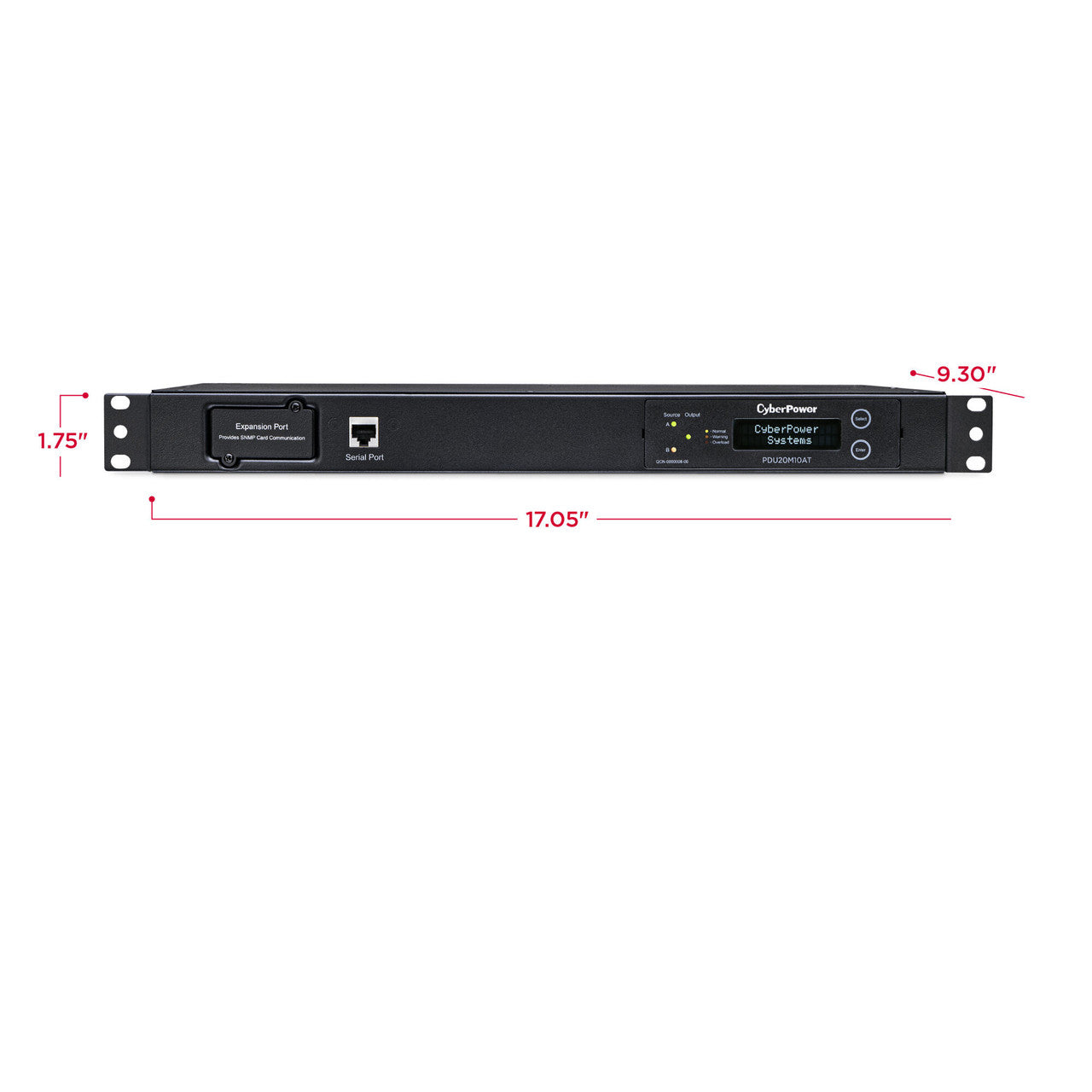 CyberPower PDU20MT10AT 20A (Derated to 16A), 100 - 120 V, 2 x NEMA 5-20P plug, 10 NEMA 5-20R