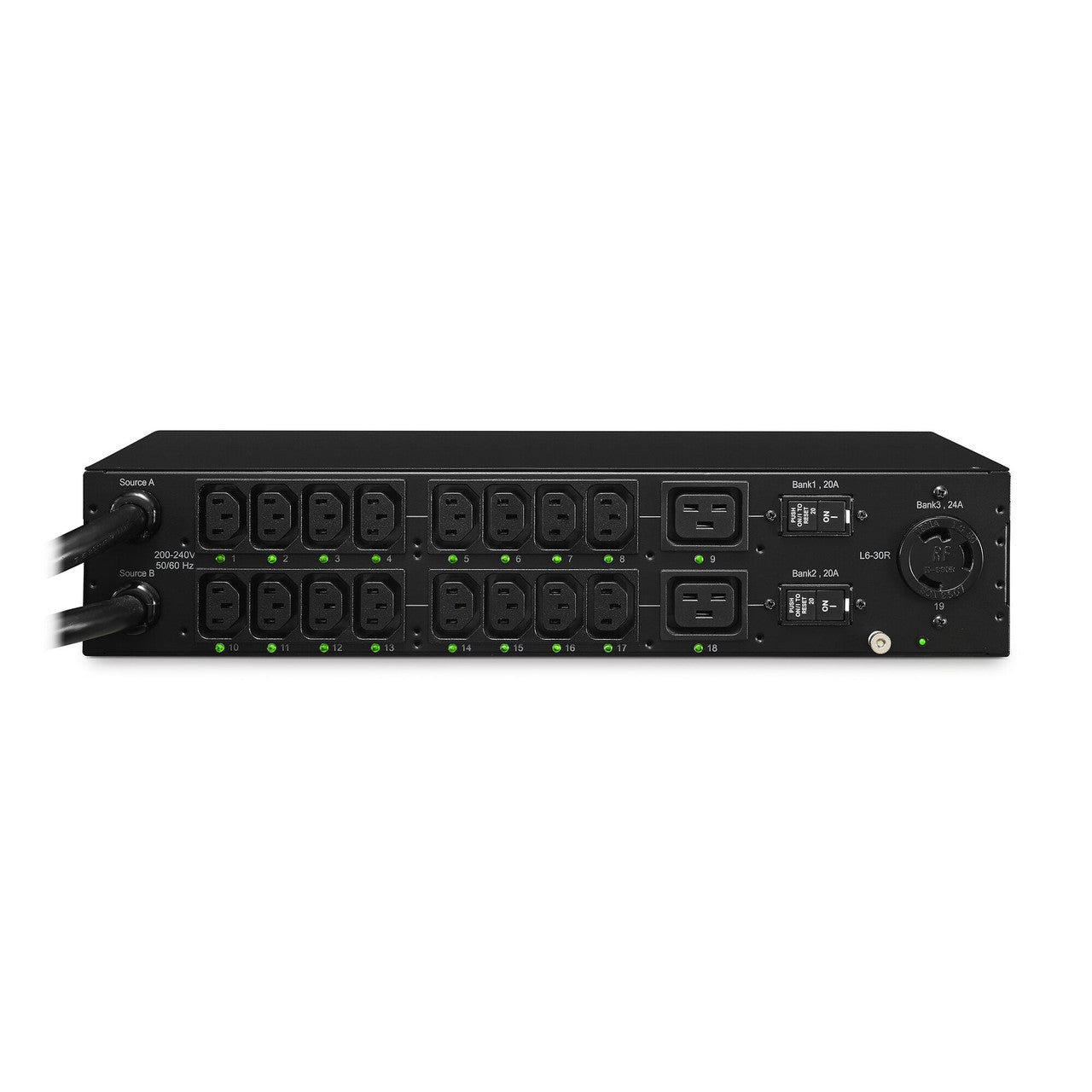 CyberPower PDU30SWHVT19ATNET 30A (Derated to 24A), 200 V - 240 V, 50/60Hz, 2x NEMA L6-30P plugs