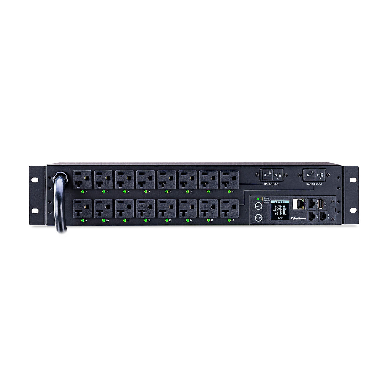 CyberPower PDU41003 Switched PDU 30A 120V NEMA L5-30P input 16 NEMA 5-20R output 12ft cord 1U 3 Year Warranty