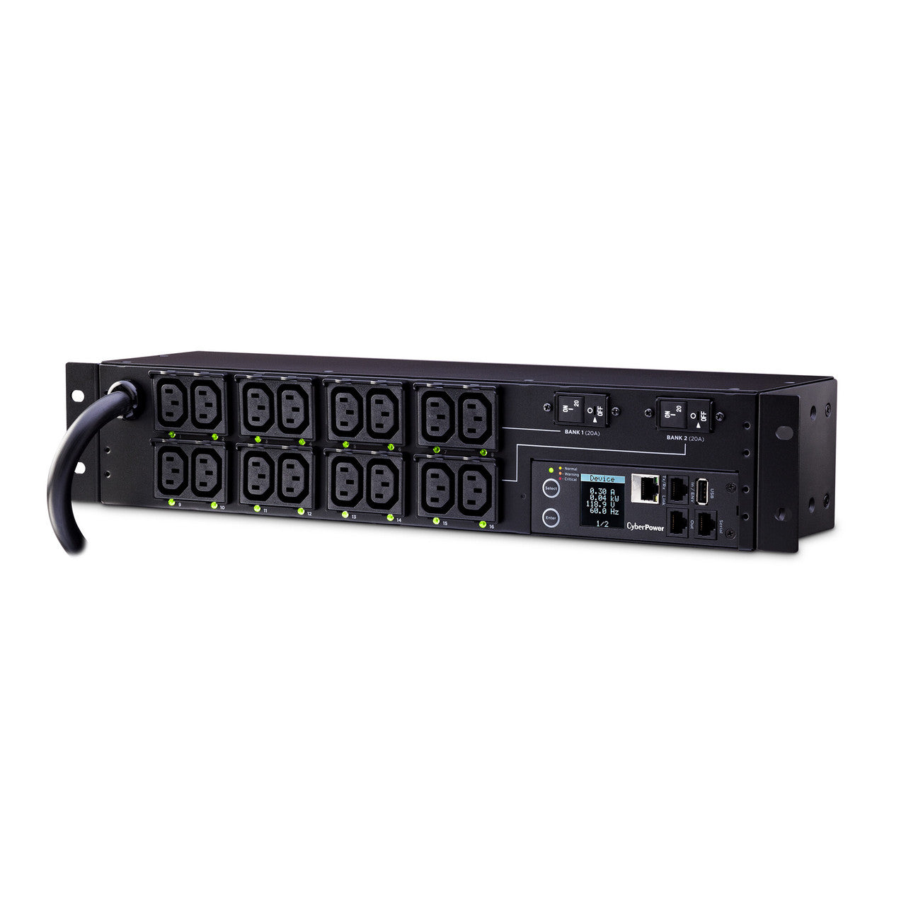 CyberPower PDU81007 SW MBO PDU 30A 208V Metered-by-Outlet Switched PDU 16 C13 Outlets 12ft cord 3yr Warranty