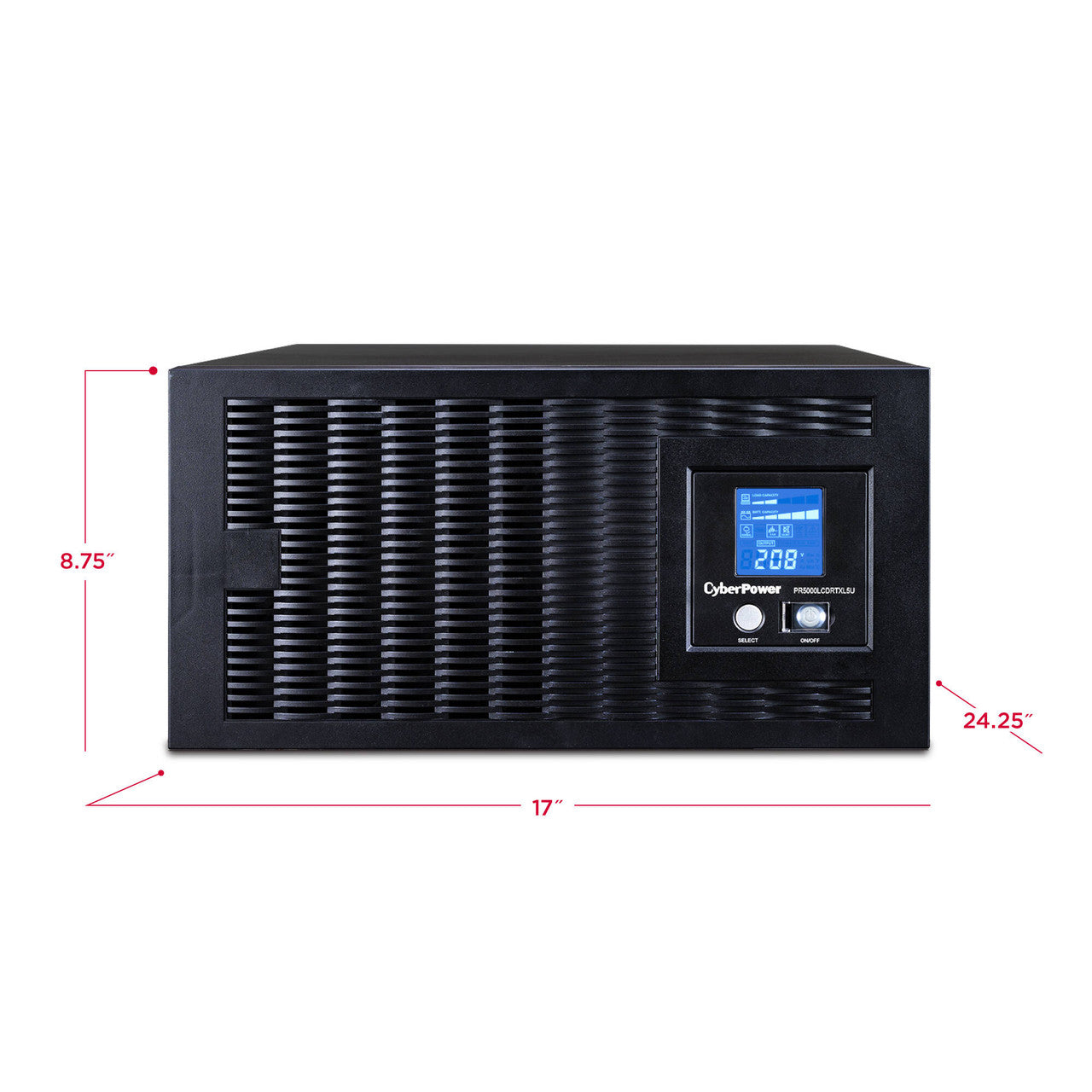 CyberPower PR5000LCDRTXL5U 5000VA/4000W, Pure Sine Wave, 5U, NEMA L6-30P, 10 ft cord, USB