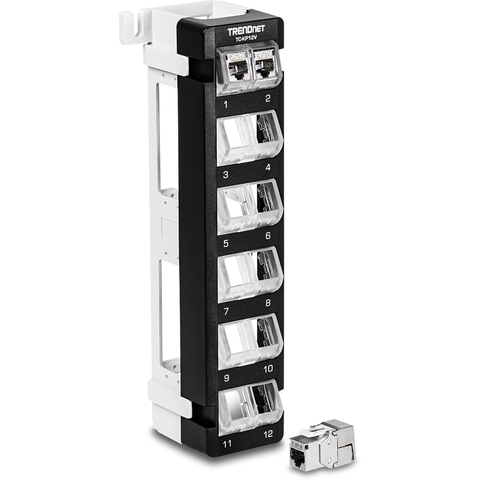 TRENDnet TC-KP12V 12-Port Blank Angled Wall Mount Keystone Patch Panel