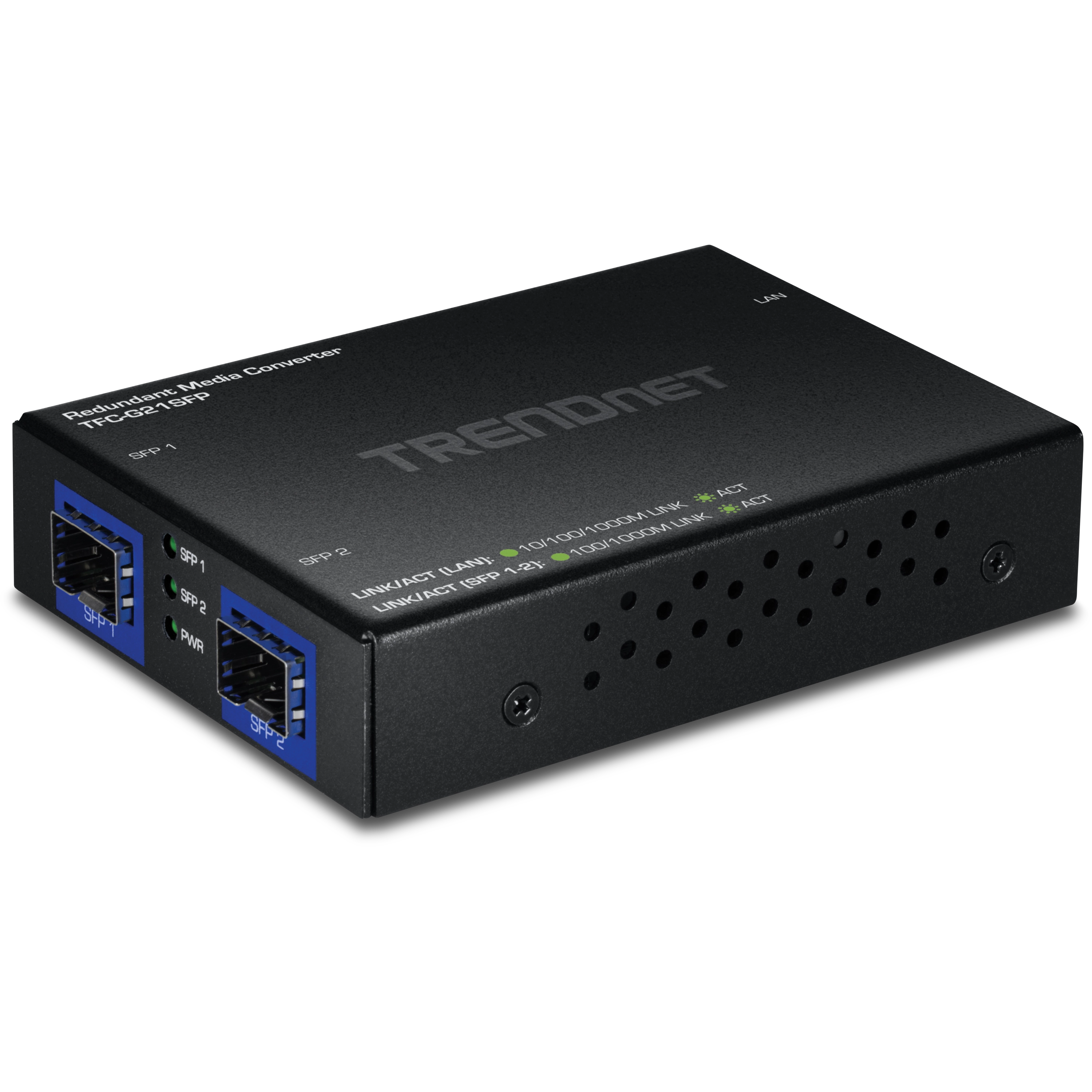 TRENDnet TFC-G21SFP 1000BASE-T to Dual SFP Fiber Media Converter with Redundant Mode