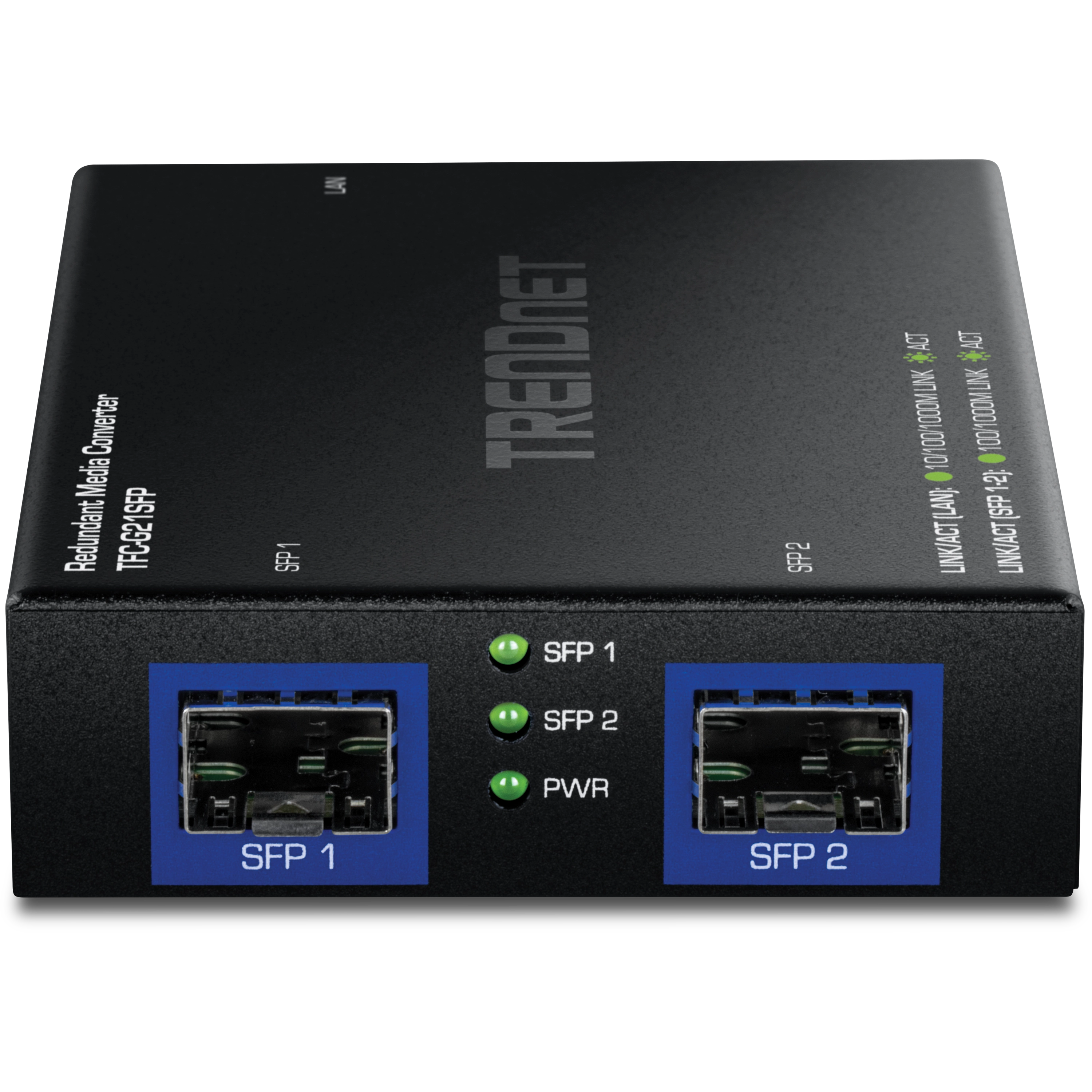 TRENDnet TFC-G21SFP 1000BASE-T to Dual SFP Fiber Media Converter with Redundant Mode