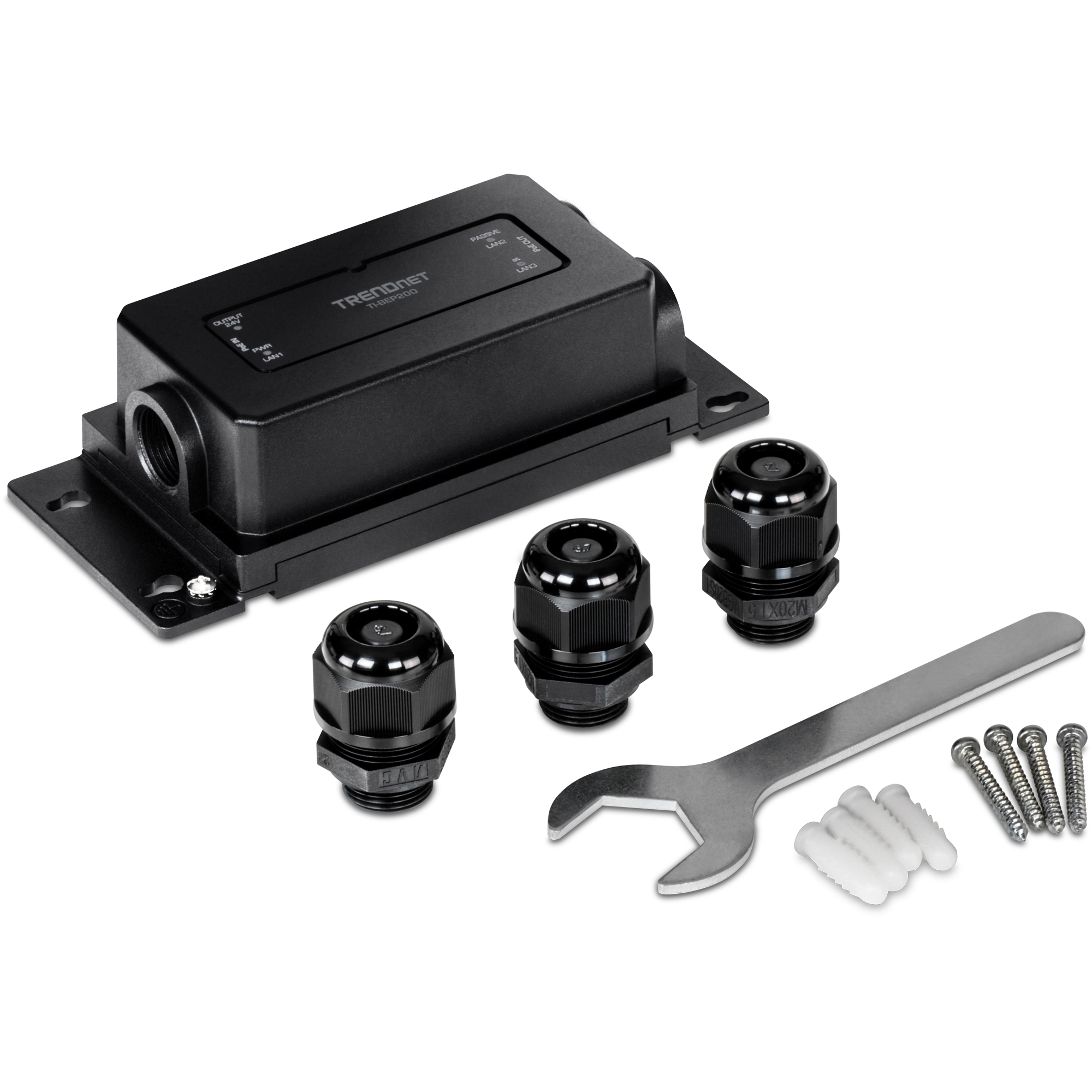 TRENDnet TI-BEP200 2-Port Industrial Outdoor Gigabit Active/Passive PoE+ Extender