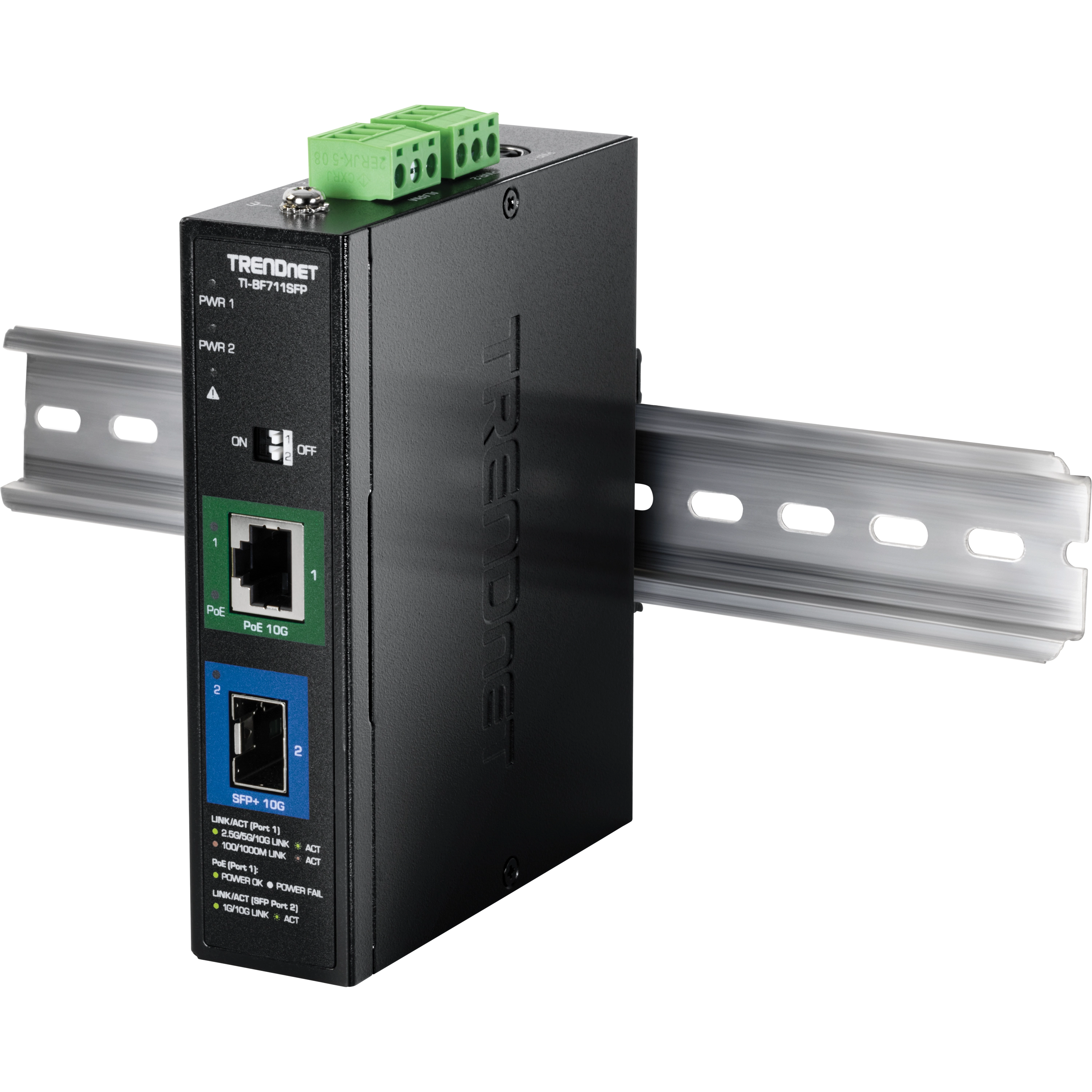 TRENDnet TI-BF711SFP Industrial 10G SFP+ to 10G PoE++ Media Converter