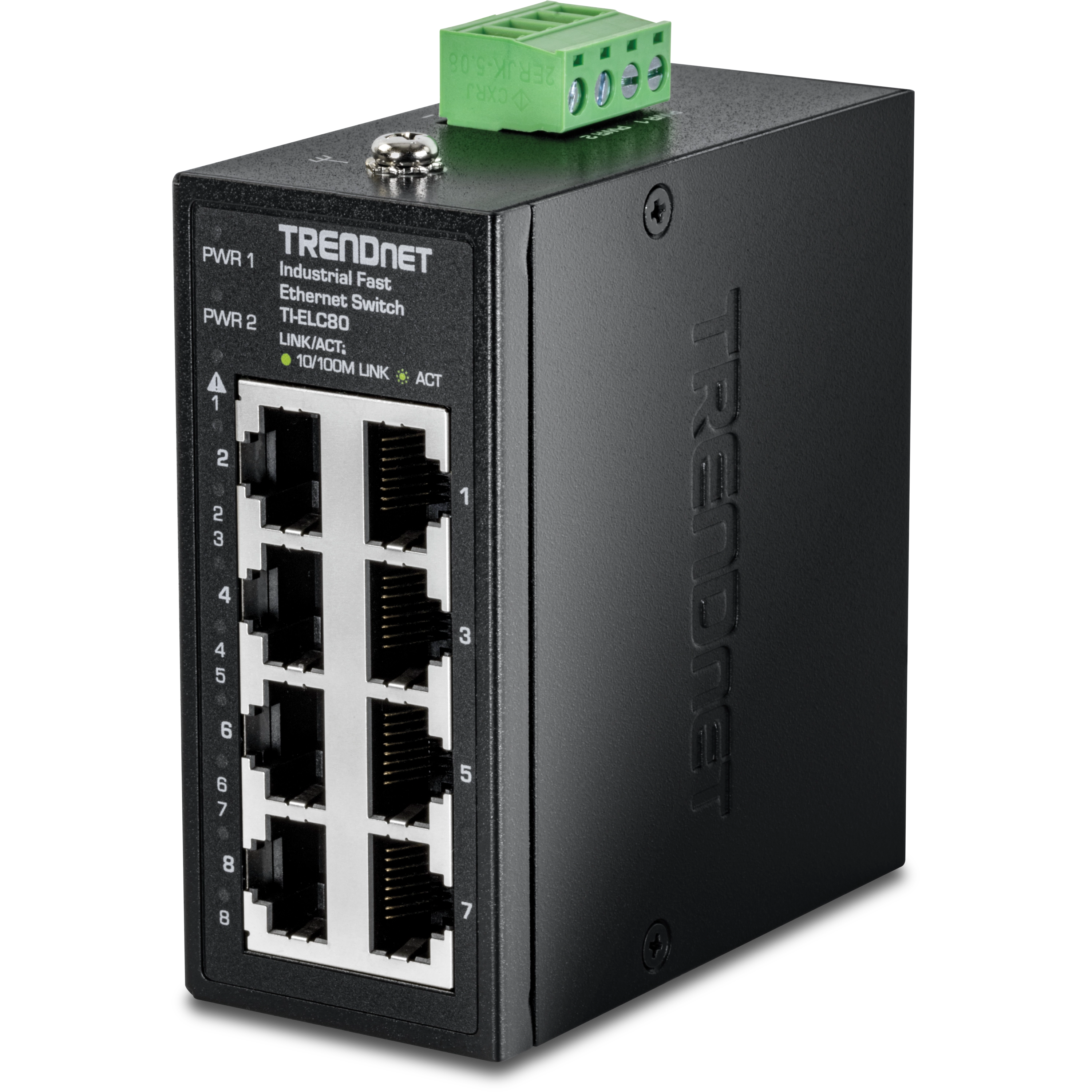 TrendNet TI-ELC80 8-Port Industrial Fast Ethernet DIN-Rail Mini Switch