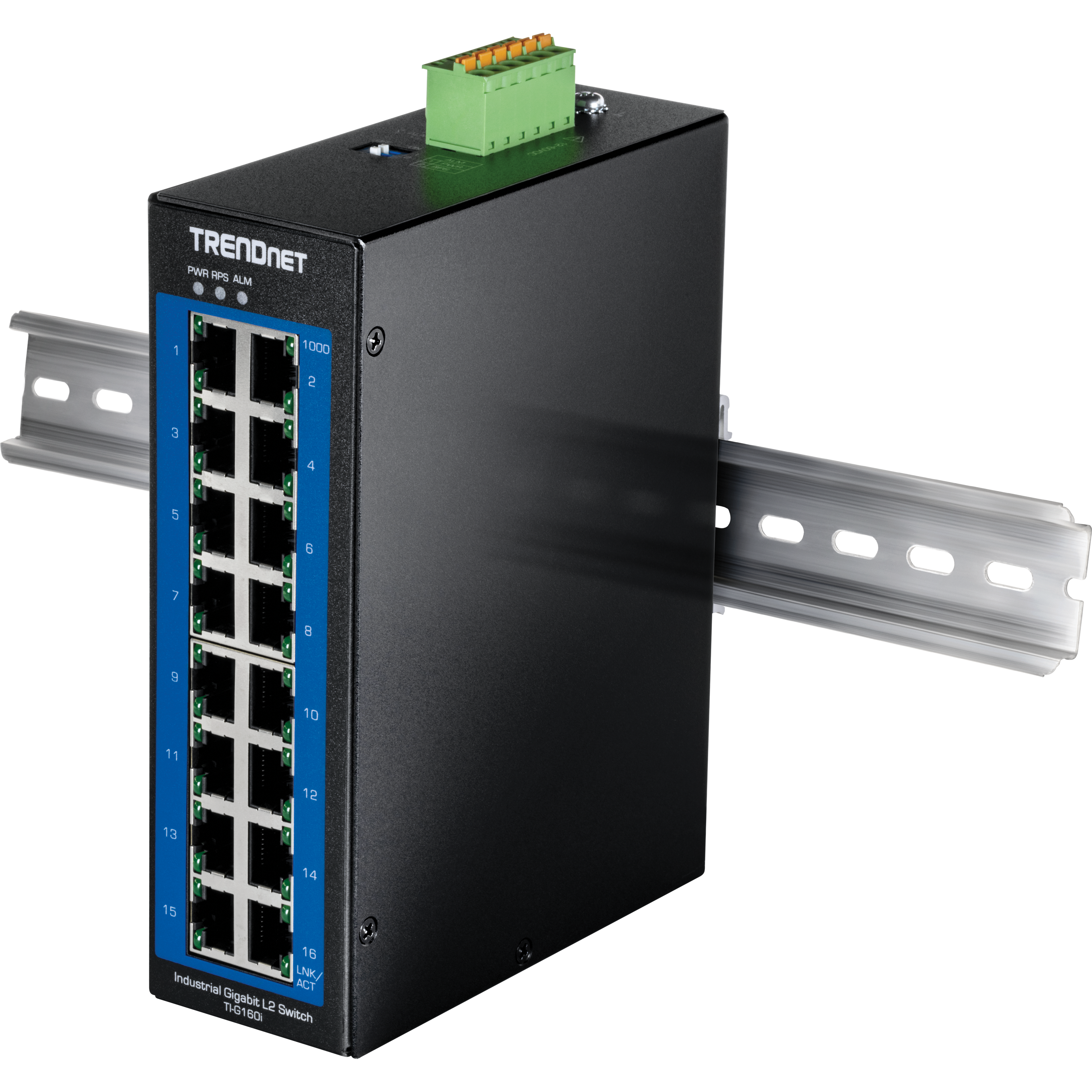 TRENDnet TI-G160i 16-Port Industrial Gigabit L2 Managed DIN-Rail Switch