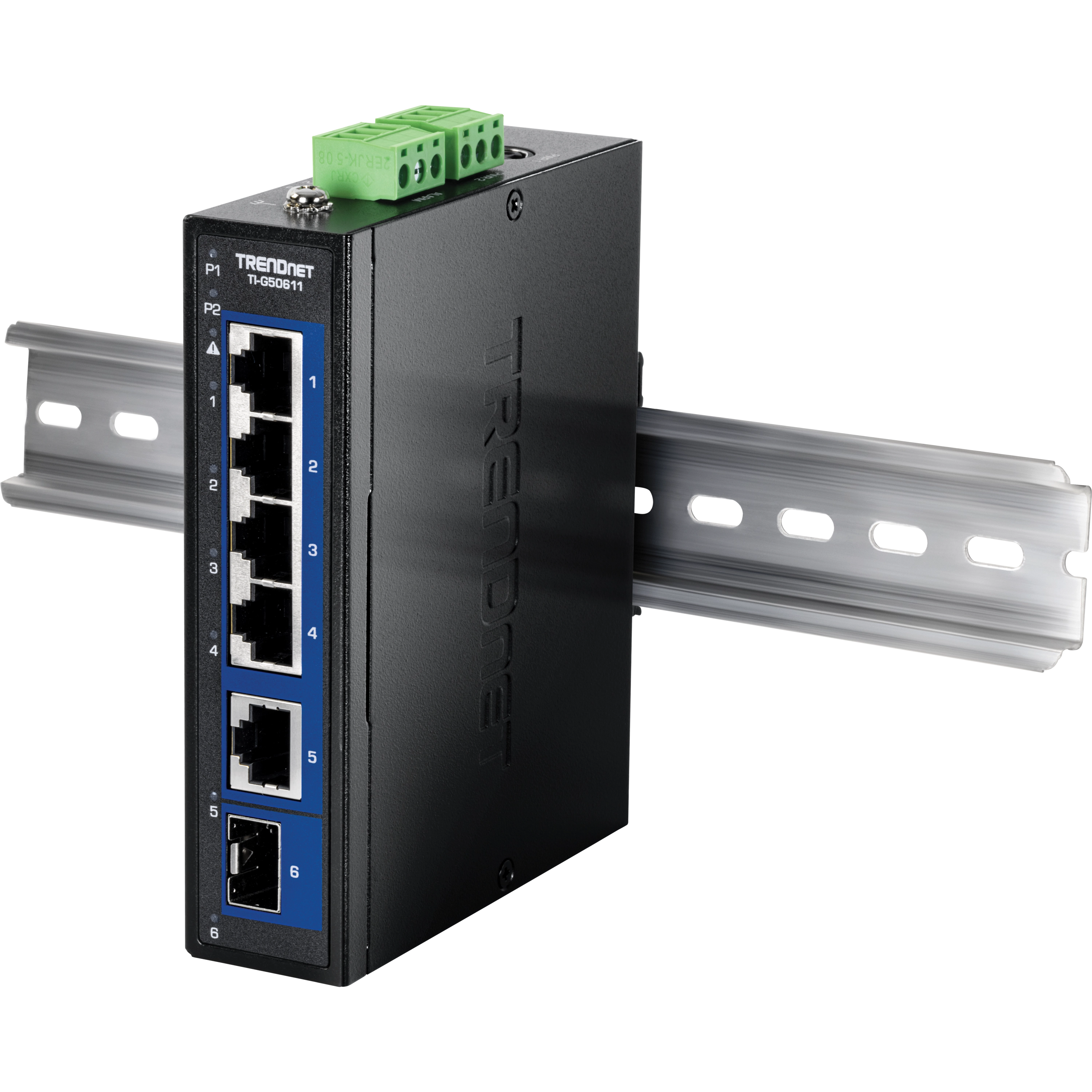 TRENDnet TI-G50611 6-Port Industrial 2.5G DIN-Rail Switch with 10G Ports