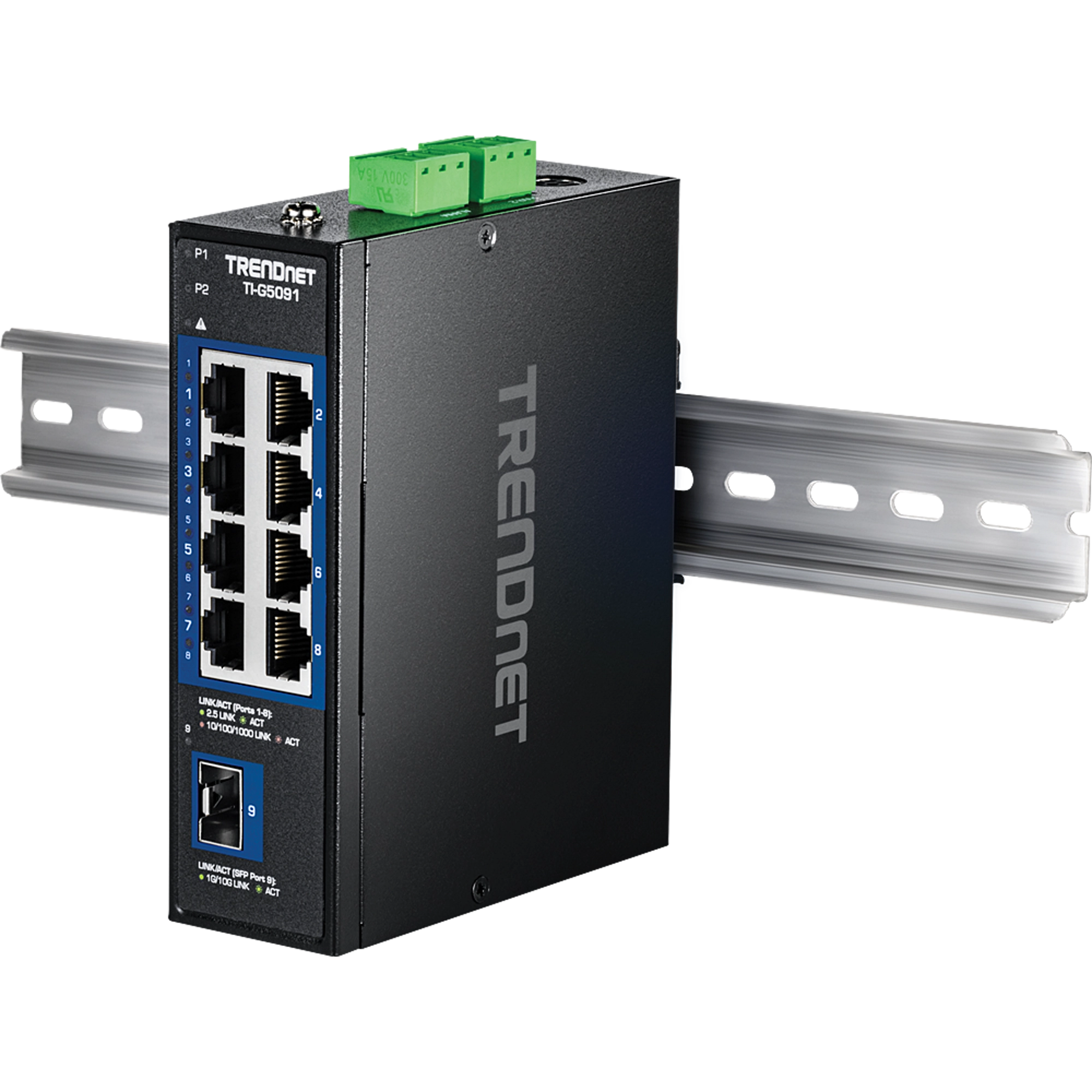 TRENDnet TI-G5091 9-Port Industrial 2.5G DIN-Rail Switch with 10G SFP+ Port