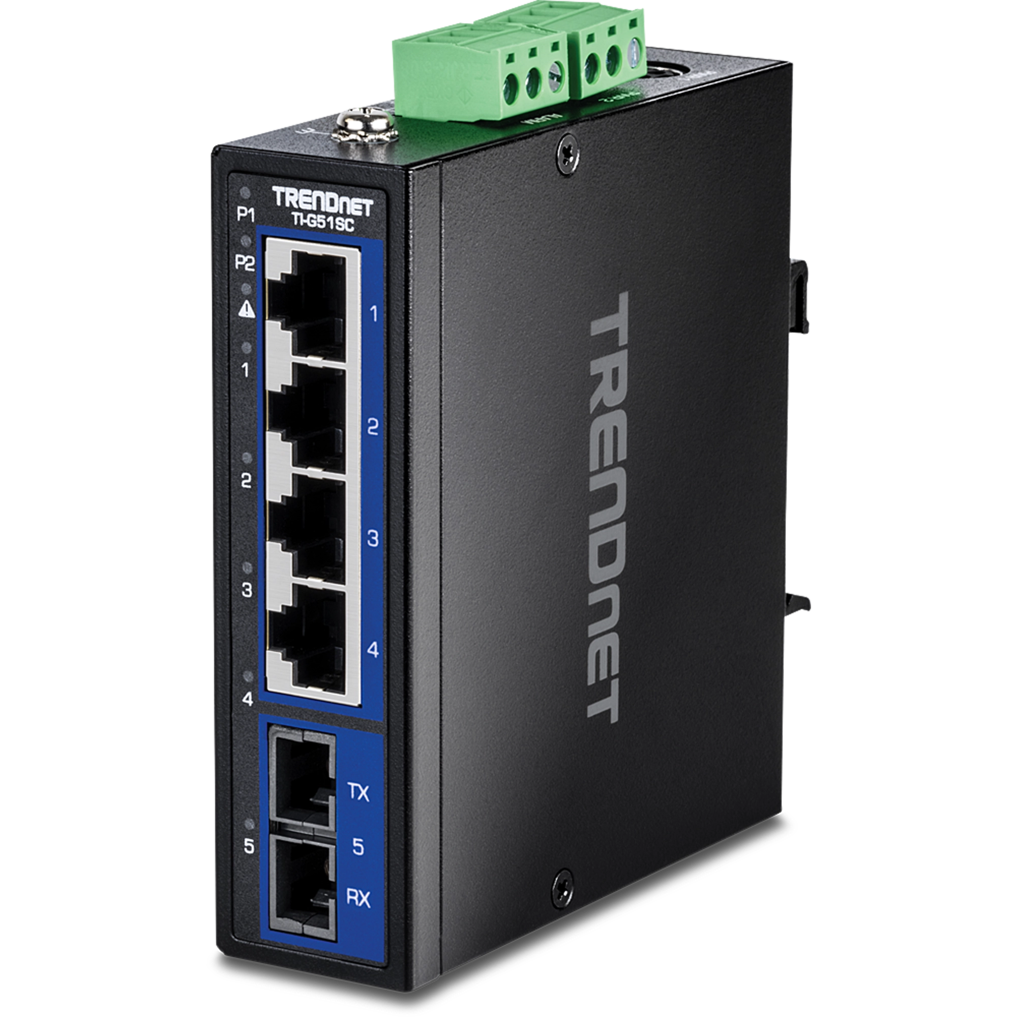 TRENDnet TI-G51SC 5-Port Hardened Industrial Gigabit DIN-Rail Switch with Multi-Mode SC Port