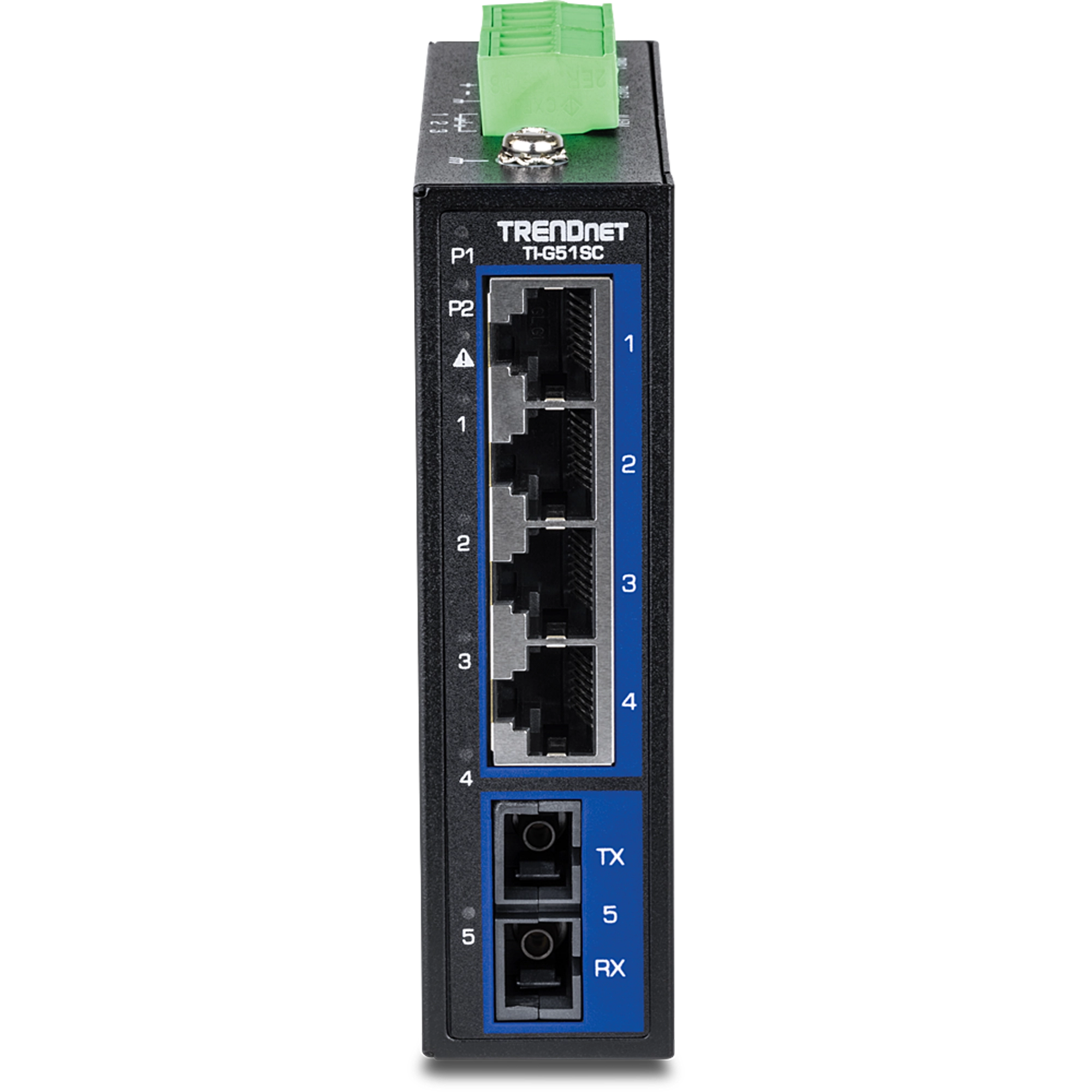 TRENDnet TI-G51SC 5-Port Hardened Industrial Gigabit DIN-Rail Switch with Multi-Mode SC Port
