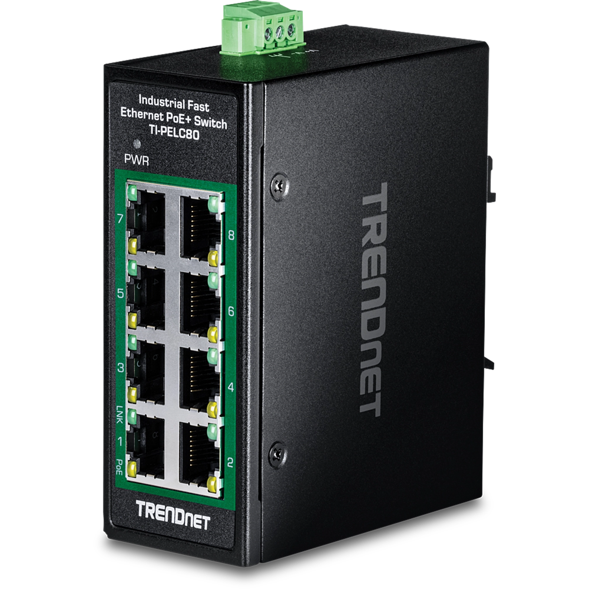TrendNet TI-PELC80 8-Port Industrial Fast Etherne PoE+ DIN-Rail Mini Switch
