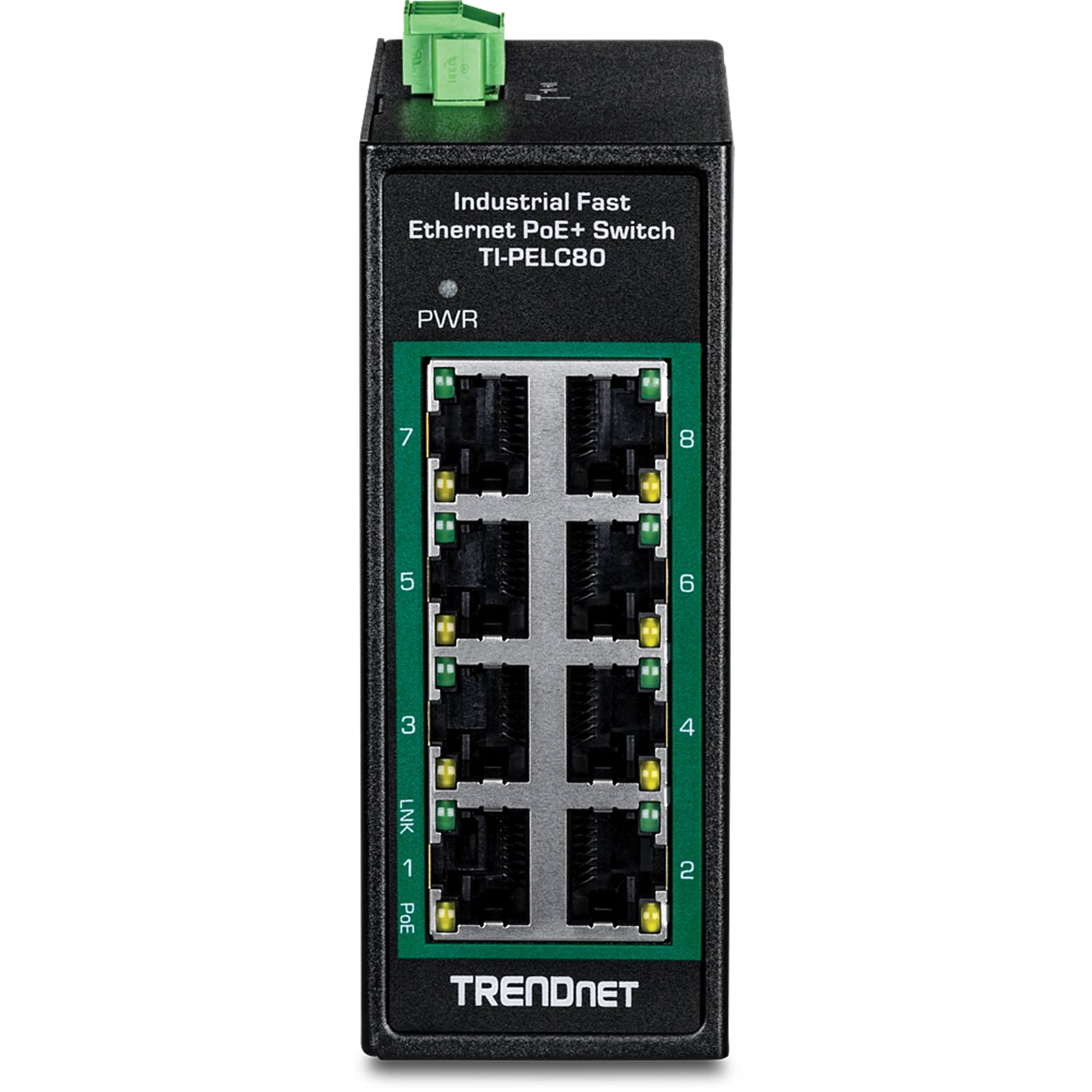 TrendNet TI-PELC80 8-Port Industrial Fast Etherne PoE+ DIN-Rail Mini Switch