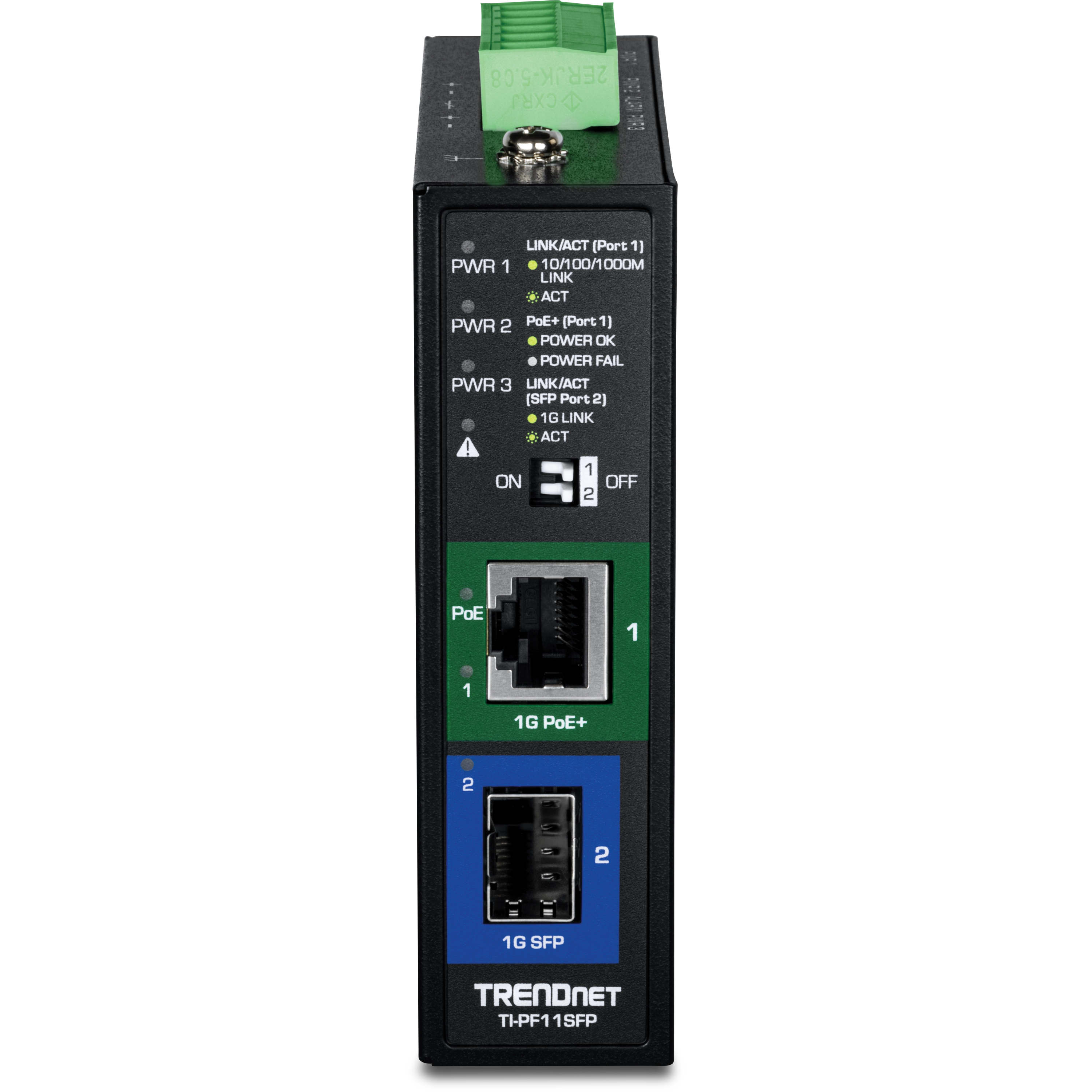 TRENDnet TI-PF11SFP Hardened Industrial SFP to Gigabit PoE+ Media Converter