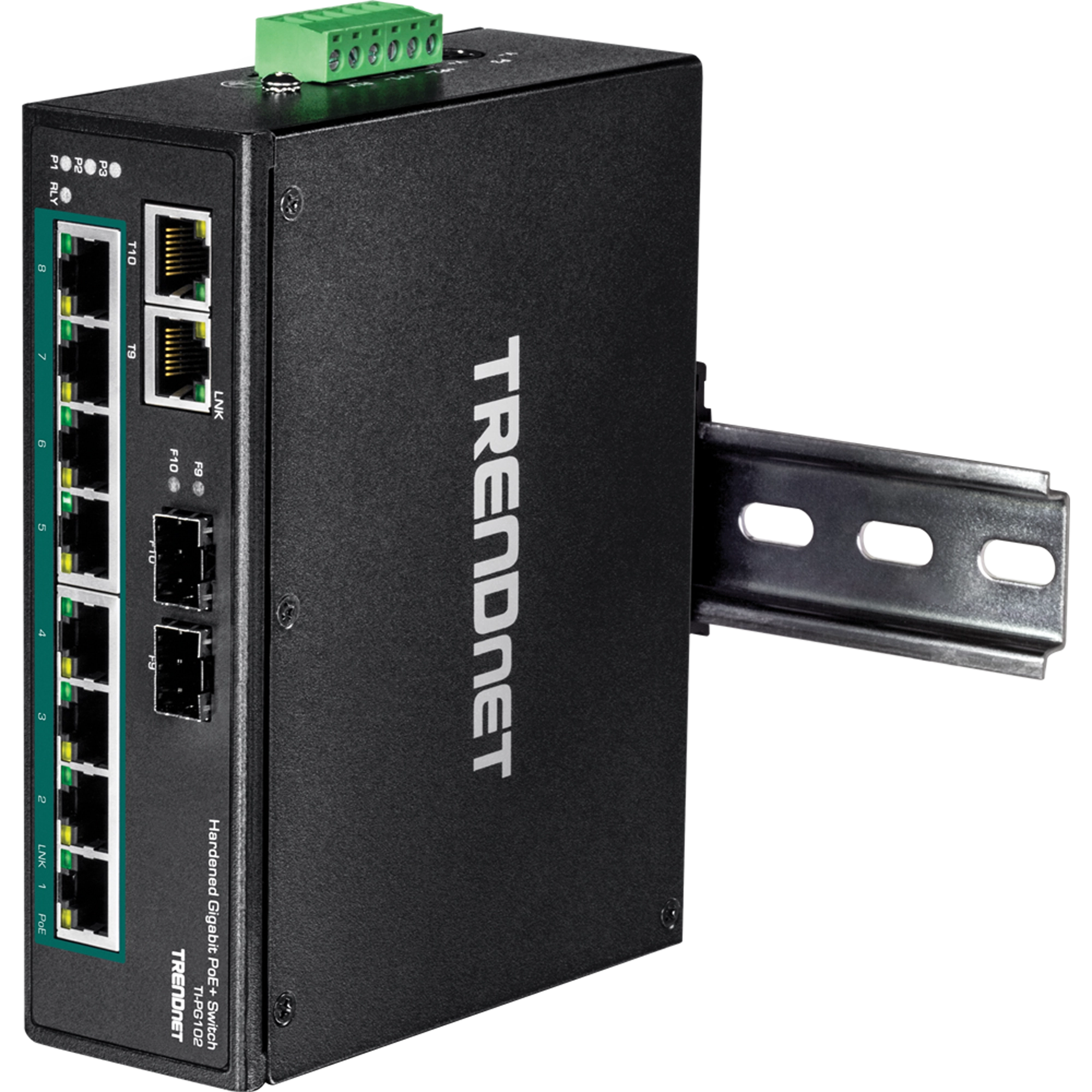 TRENDnet TI-PG102 10-Port Hardened Industrial Gigabit PoE+ DIN-Rail Switch