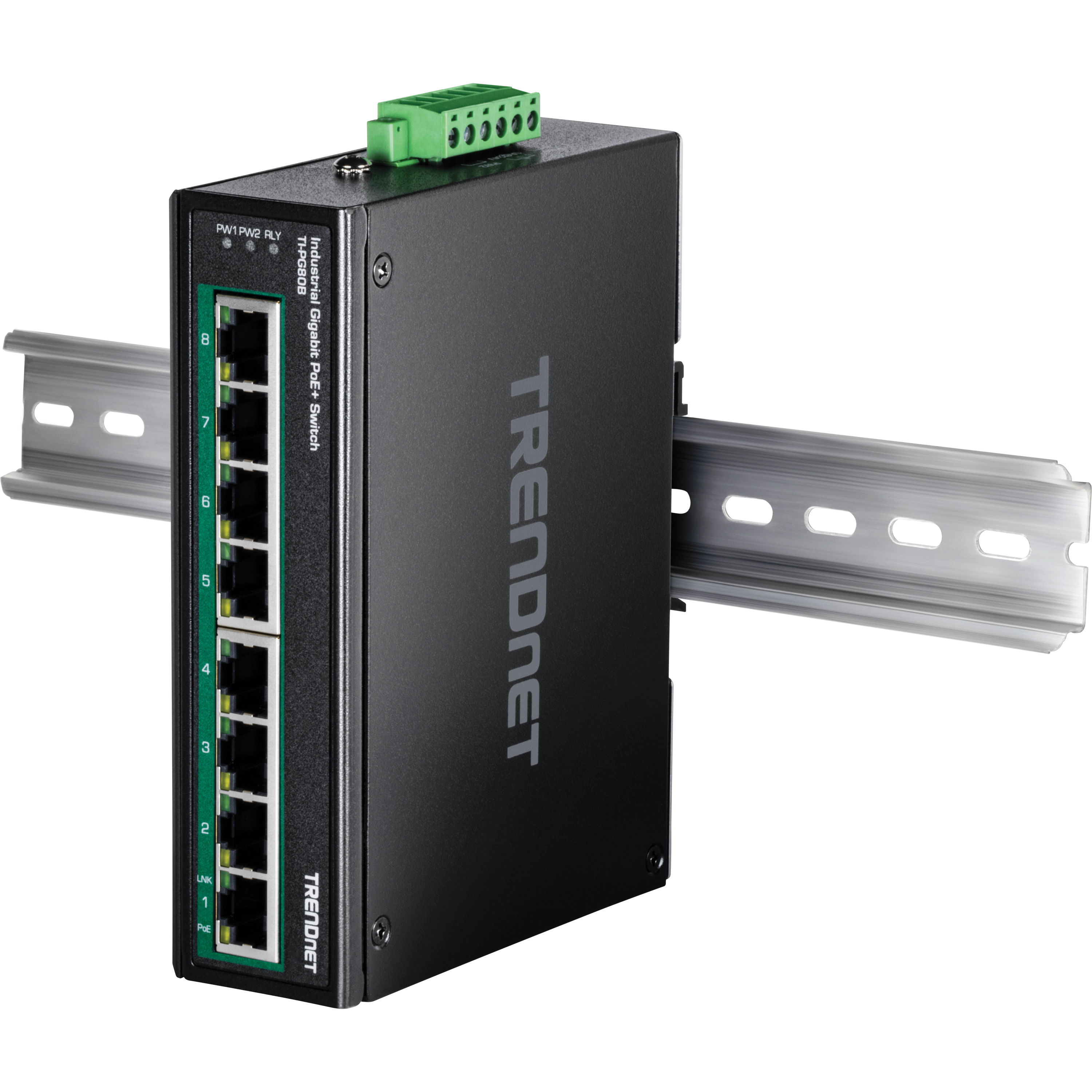TRENDnet TI-PG80B 8-Port Industrial Gigabit PoE+ DIN-Rail Switch (24 - 56V)