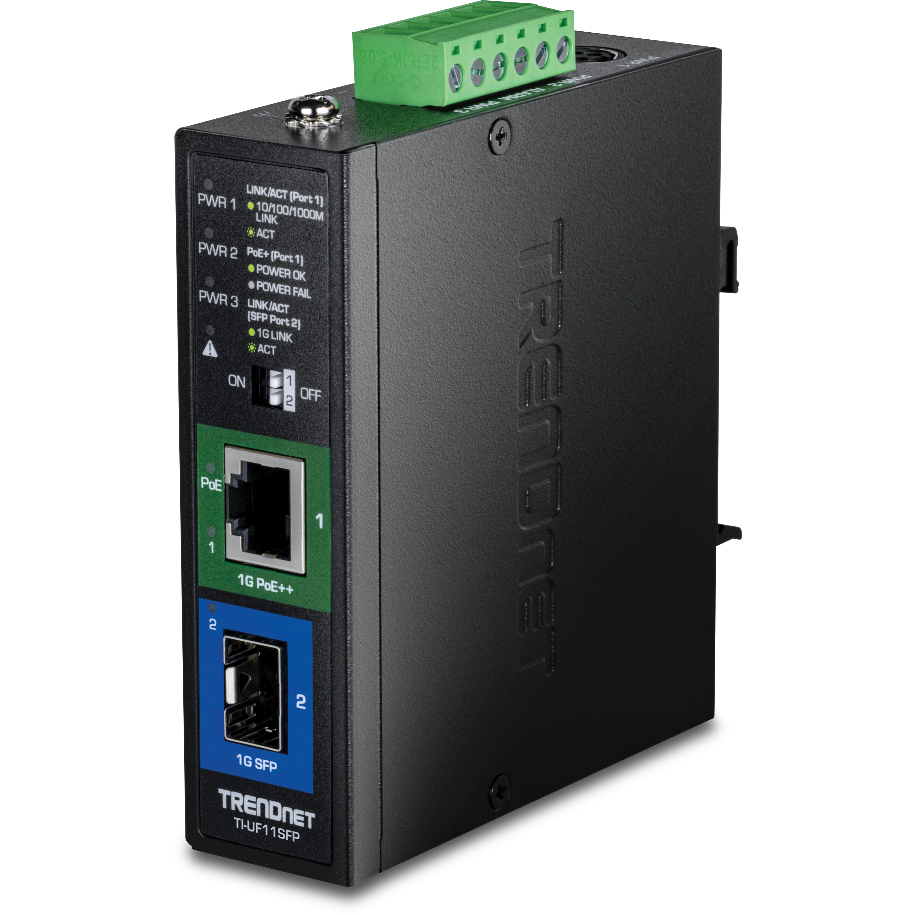 TRENDnet TI-UF11SFP Hardened Industrial SFP to Gigabit UPoE Media Converter