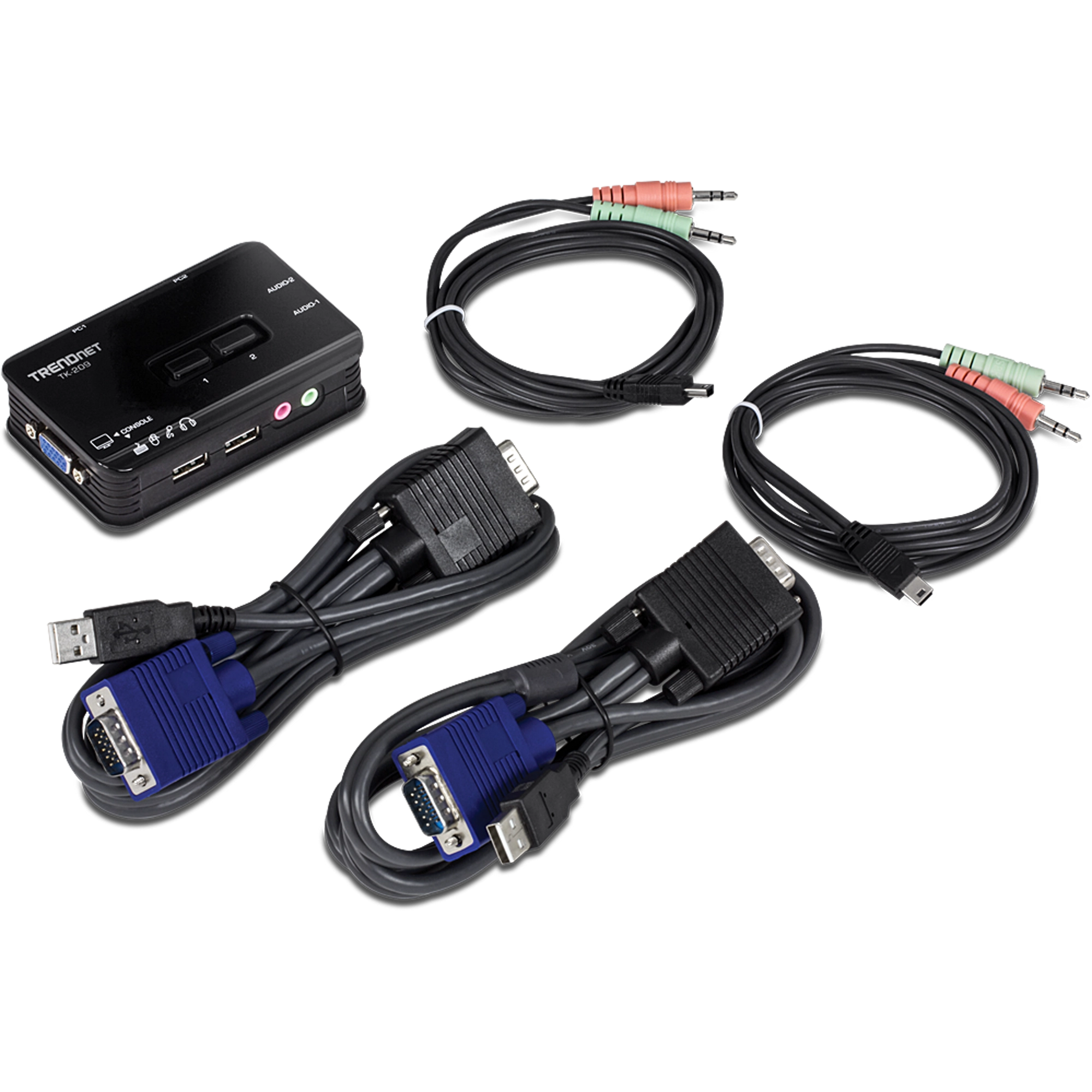 TRENDnet TK-209K 2-Port USB KVM Switch Kit w/Audio (include 2 x KVM Cables)