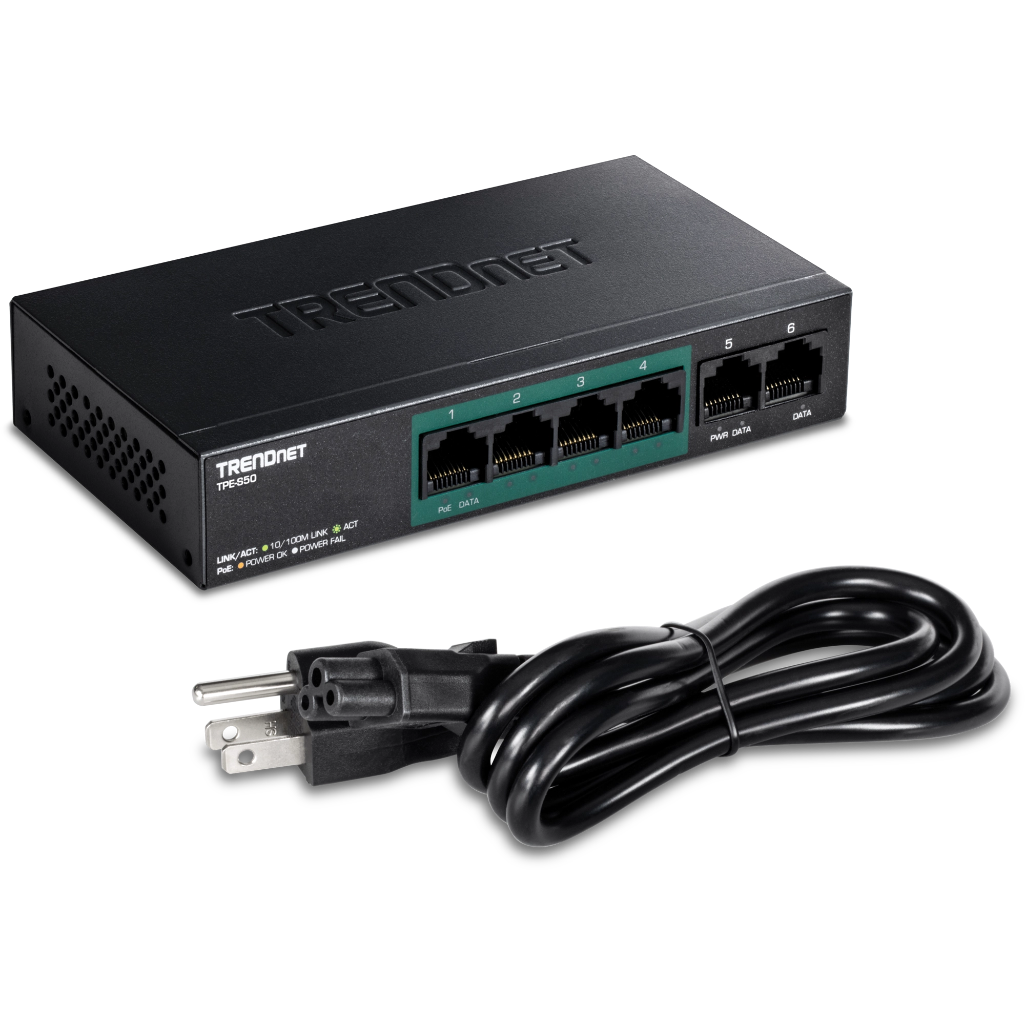 TRENDnet TPE-S50 5-Port 10/100Mbps PoE Switch (31W)
