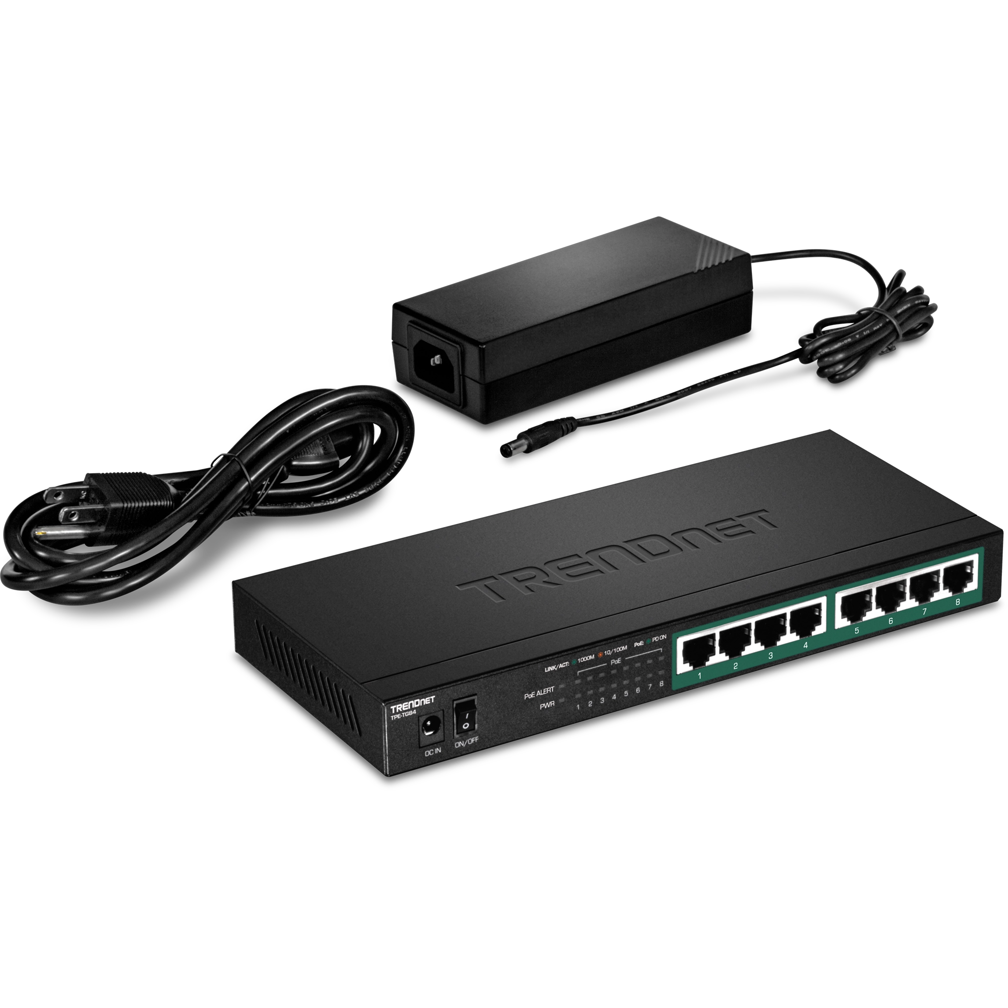 TRENDnet TPE-TG84 8-Port Gigabit PoE+ Switch (120W)