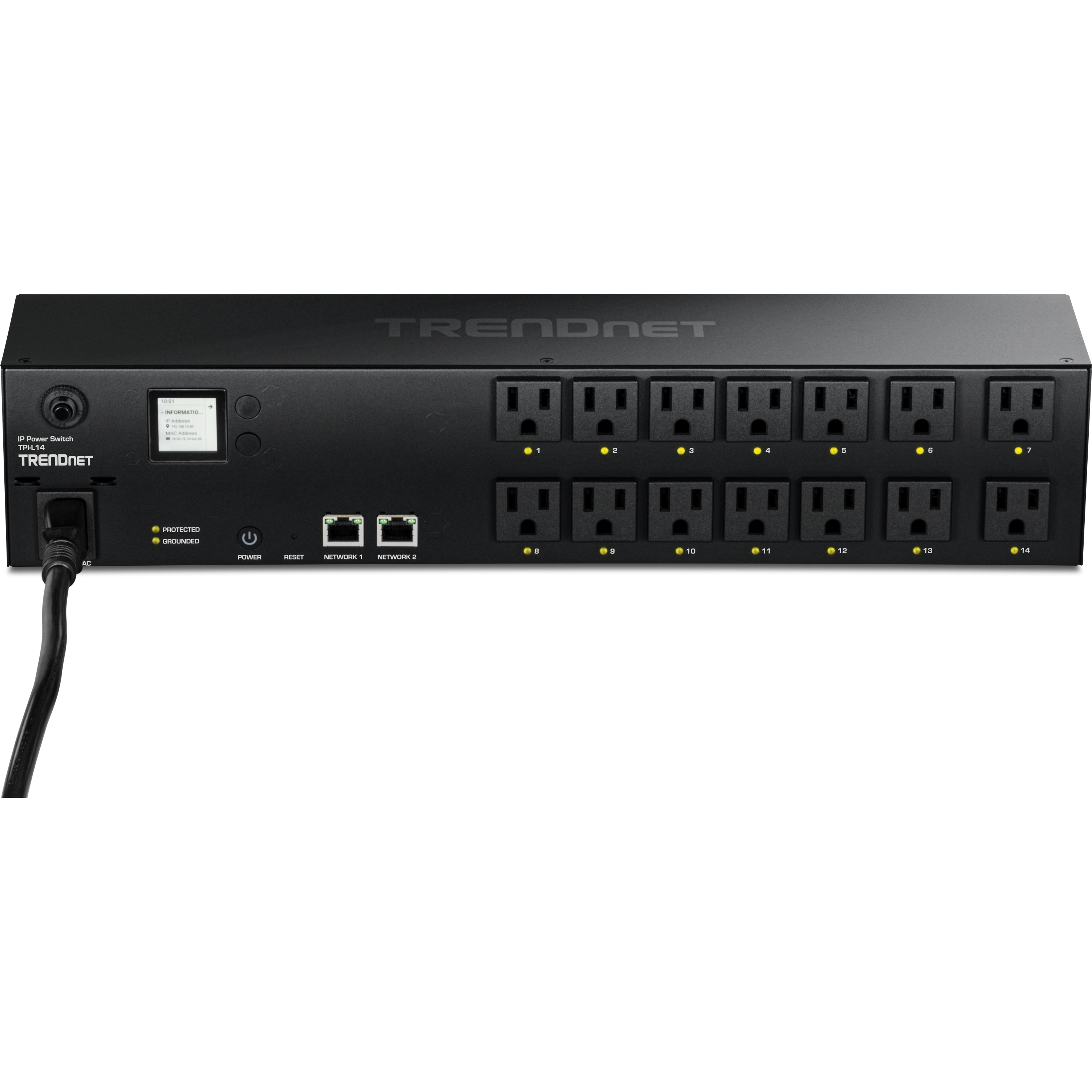 TRENDnet TPI-L14 14-Outlet Managed 2U Rackmount Switched Power Distribution Unit