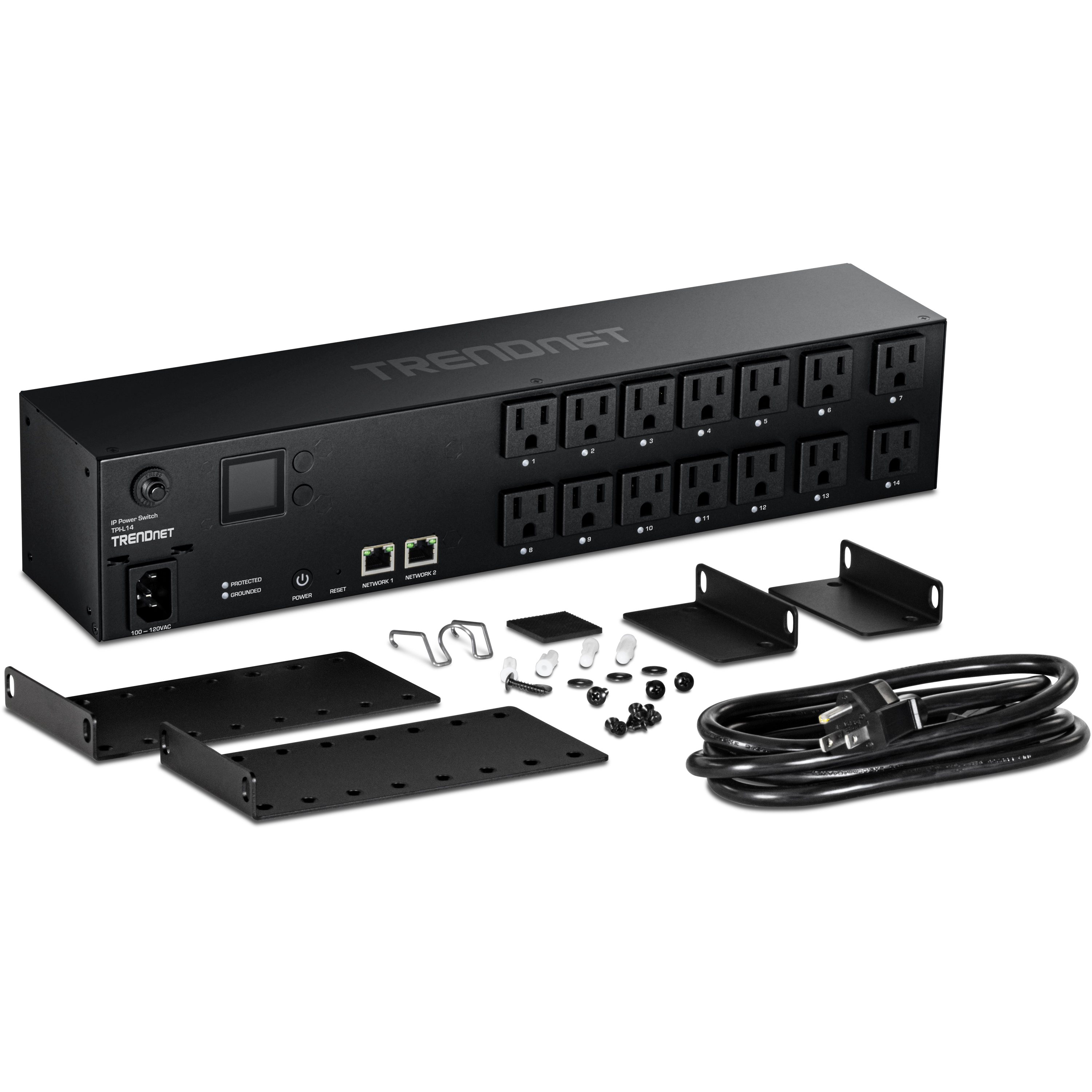 TRENDnet TPI-L14 14-Outlet Managed 2U Rackmount Switched Power Distribution Unit