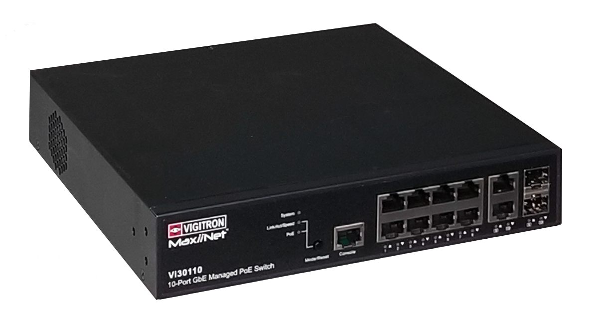 Vigitron Vi30110 10- Port MaxiiNet L2+/L3 Lite 36W PoE Switch