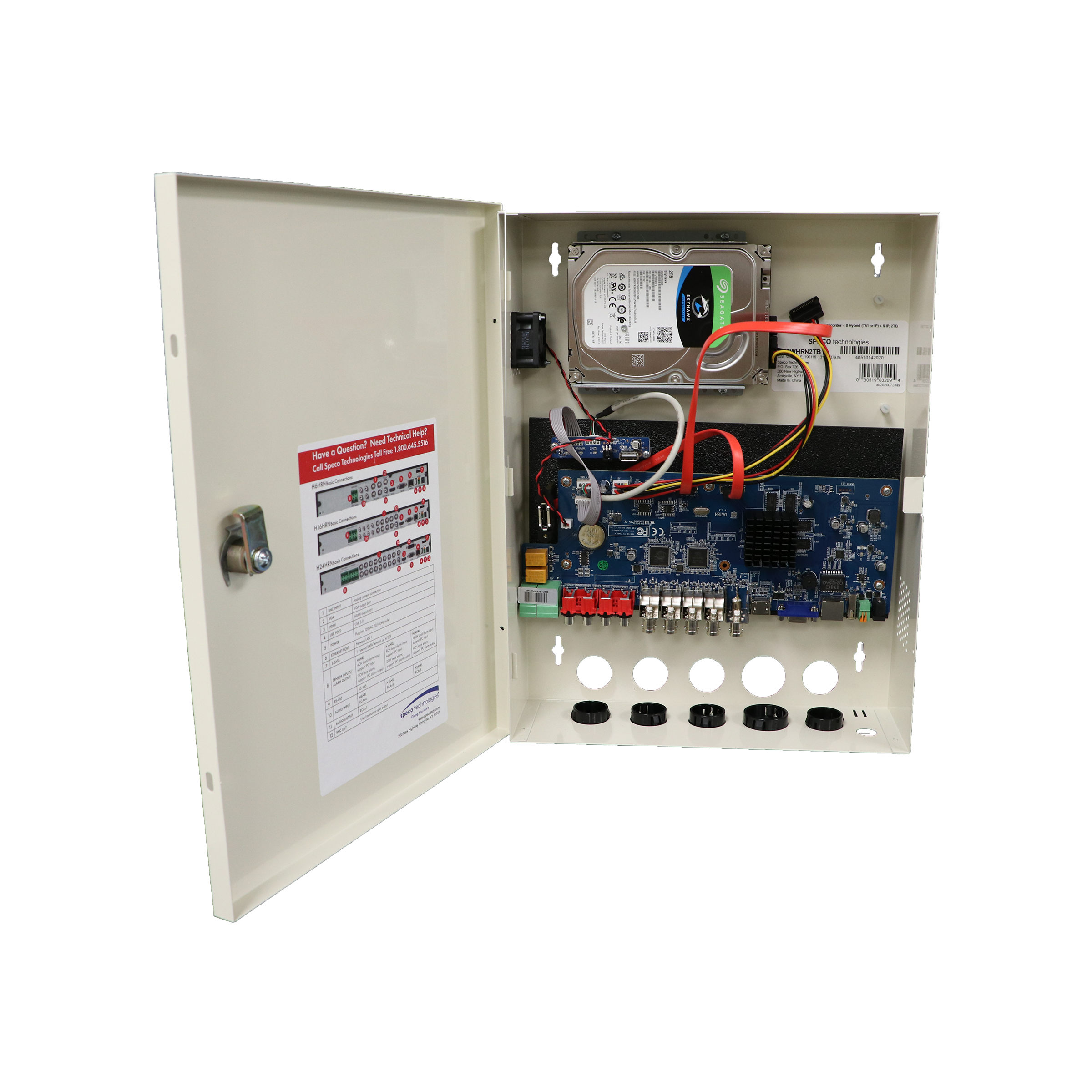 Speco Technologies H12WHRN2TB 12 Ch. Wall-Mount Hybrid Recorder - 8 Hybrid (TVI or IP) + 4 IP, 2TB, NDAA