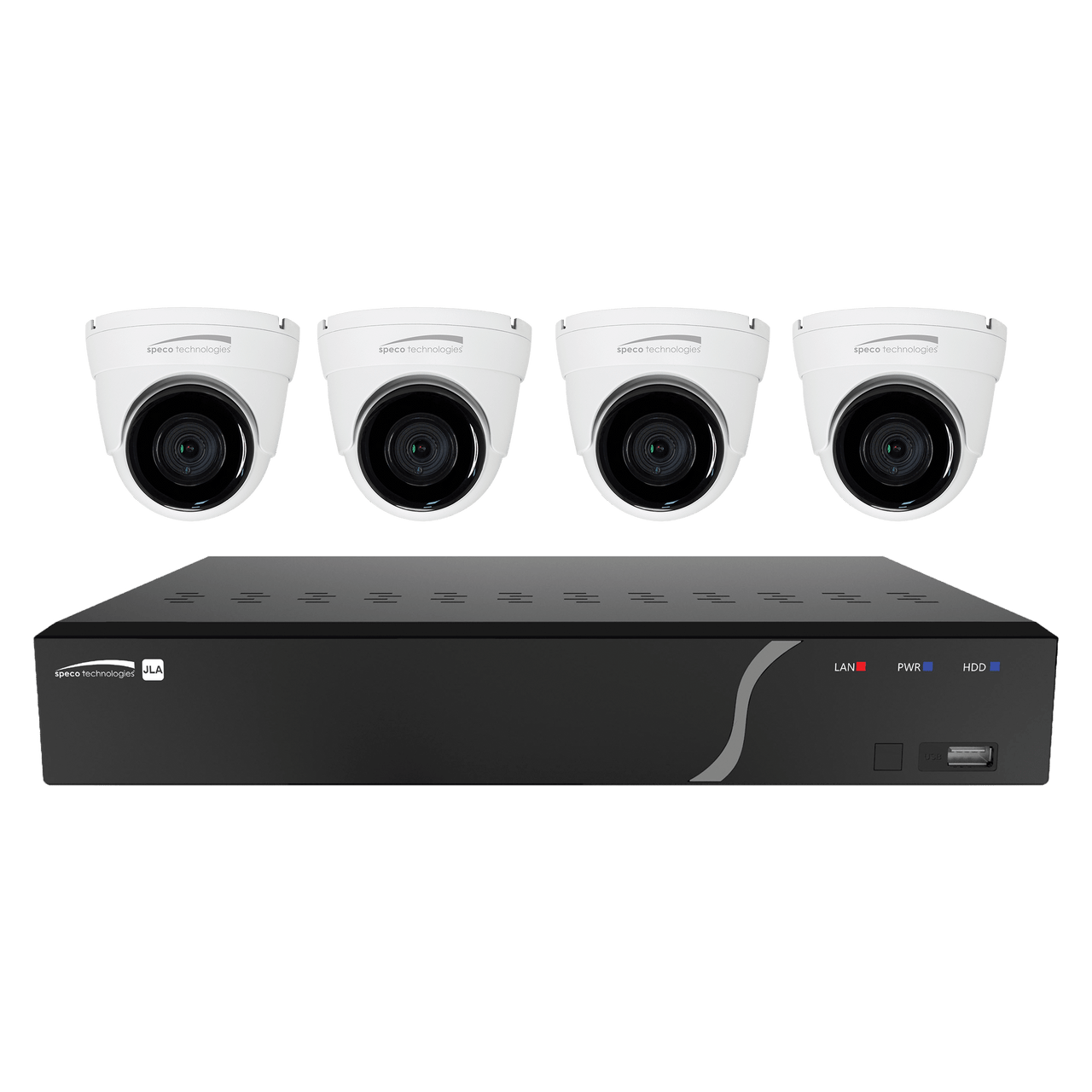 Speco Technologies ZIPK4T2 4Ch H.265 NVR with 4 Outdoor IR 5MP IP Cameras, 2.8mm fixed lens, 1TB- KIT
