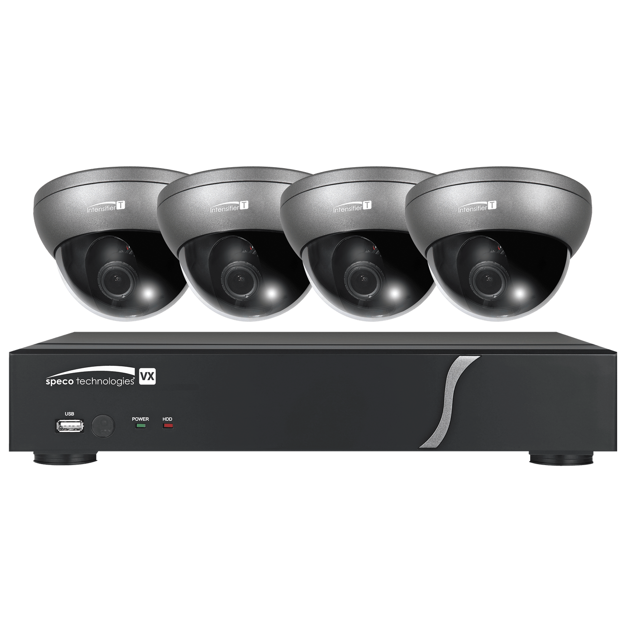 Speco Technologies ZIPT471 4CH HD-TVI DVR, 1080p, 60fps, 1TB w/ 4 Outdoor INT Dome Cameras 2.8-12mm lens, Grey (ZIPT471)