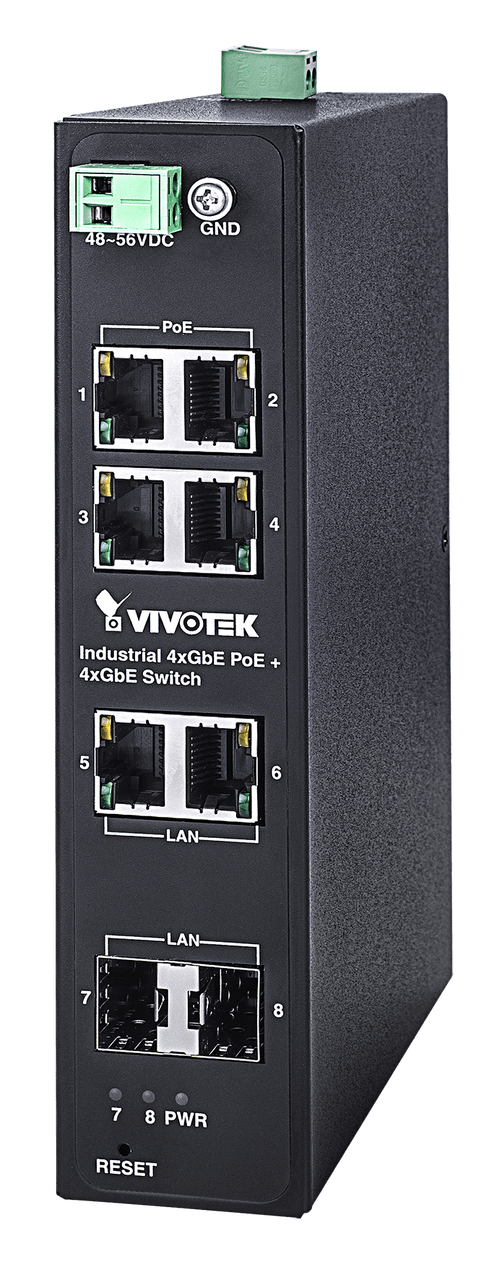 Vivotek AW-IHT-0800 Industrial 4xGE PoE + 2xGE UTP + 2xGE SFP Switch