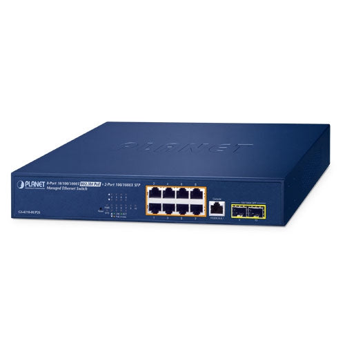 Planet GS-4210-8UP2S IPv6/IPv4, 8-Port 10/100/1000T 802.3bt 95W PoE + 2-Port 100/