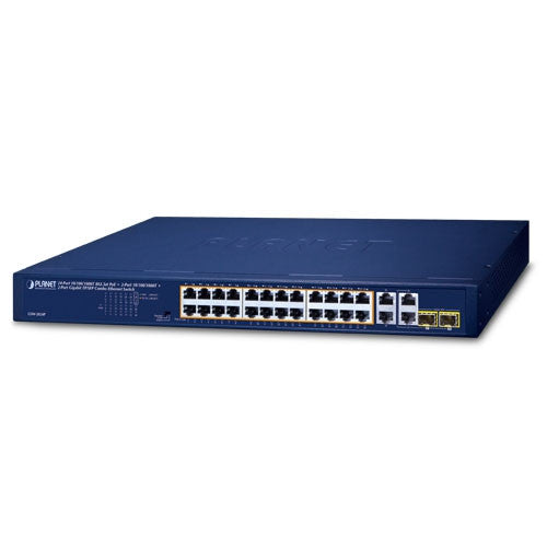 Planet GSW-2824P 24-Port 10/100/1000T 802.3at PoE + 2-Port 10/100/1000T