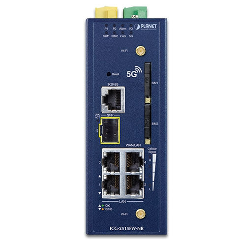Planet ICG-2515FW-NR Industrial 5G NR Cellular Wireless Gateway with 1-Port 1000X