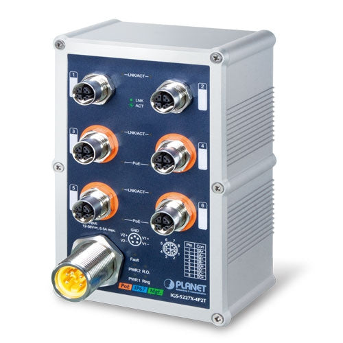 Planet IGS-5227X-4P2T Industrial IP67-rated 4-Port 10/100/1000T 802.3at PoE+ 2-Port 10/100/1000T Managed Ethernet Switch