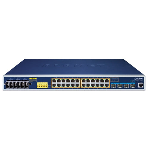 Planet IGS-6325-24UP4X IP30 19" Rack Mountable Industrial L3 Managed PoE Switch, 24