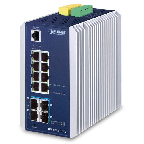 Planet IGS-6325-8T4X IP30 Industrial L3 8-Port 10/100/1000T + 4-Port 10G SFP+ Ful