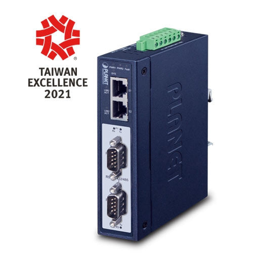 Planet IMG-2200T IP30 Industrial 2-Port RS232/RS422/RS485 Modbus Gateway